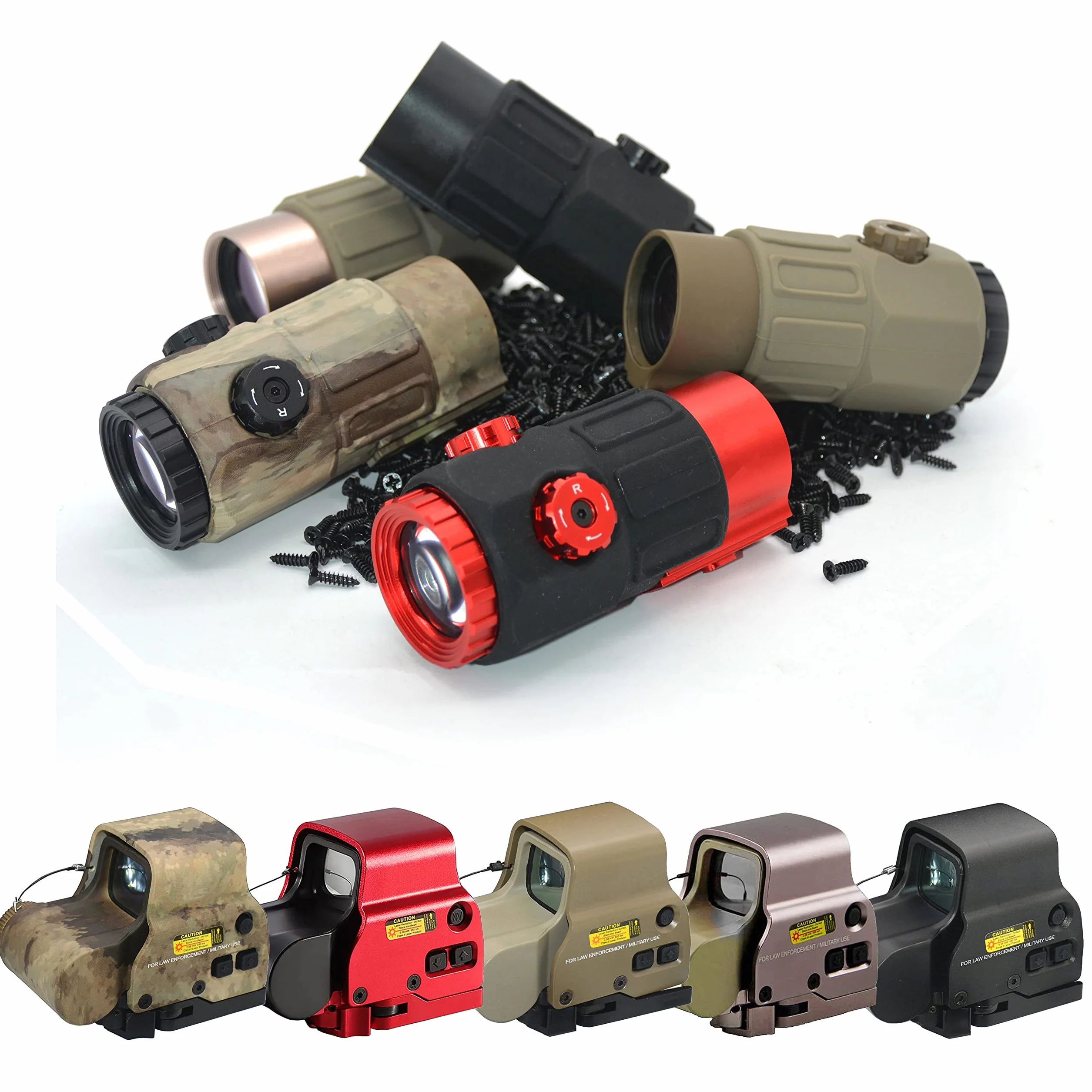 Celownik 558+G45 Green & Red Dot Reflex Scope z G45 5X szkło powiększające, hybrydowy optyczny celownik, montaż na szynie 20 mm