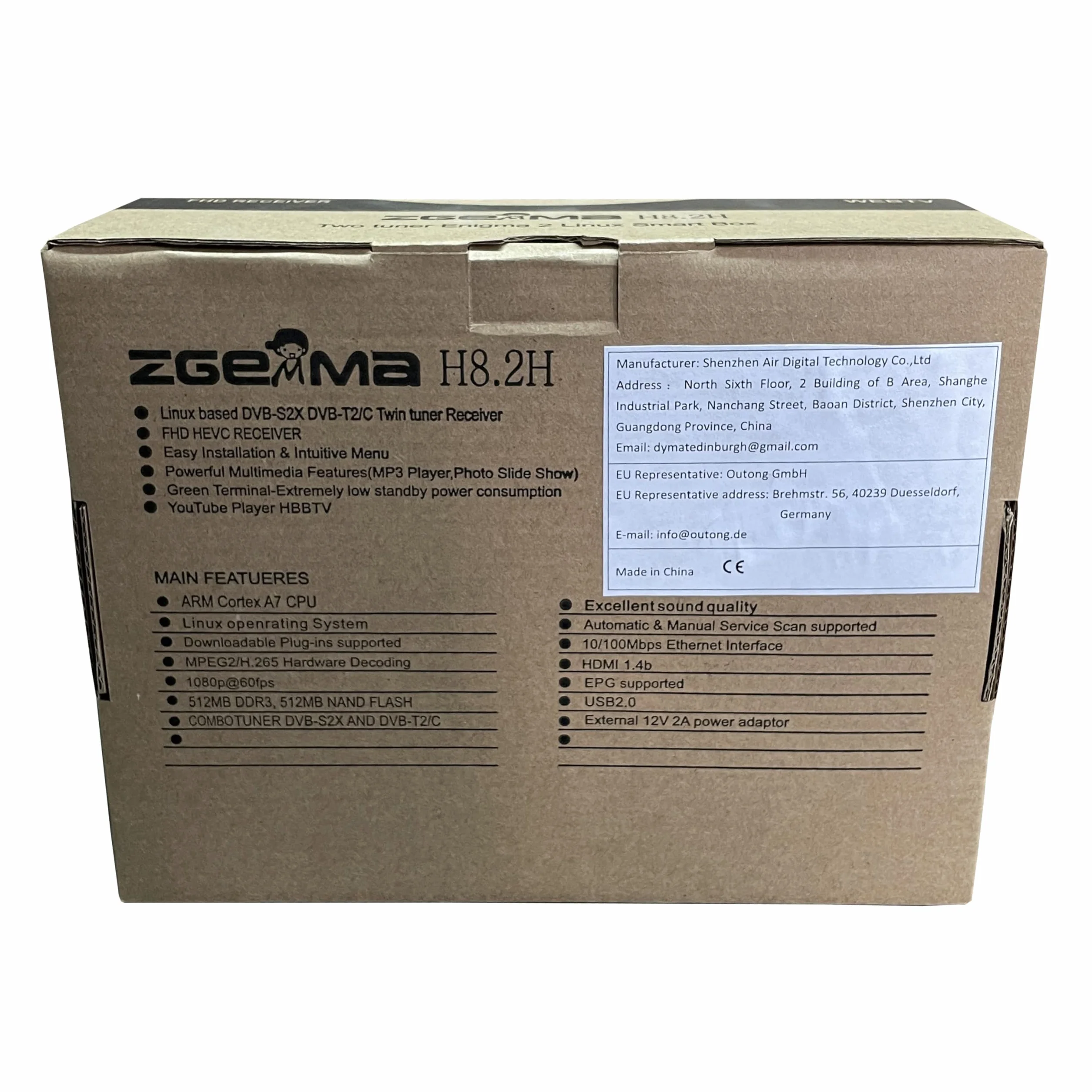 ZGEMMA H8.2H Linux E2 Combo DVB-T2/S2 odbiornik 1080P USB HDMI 512MB