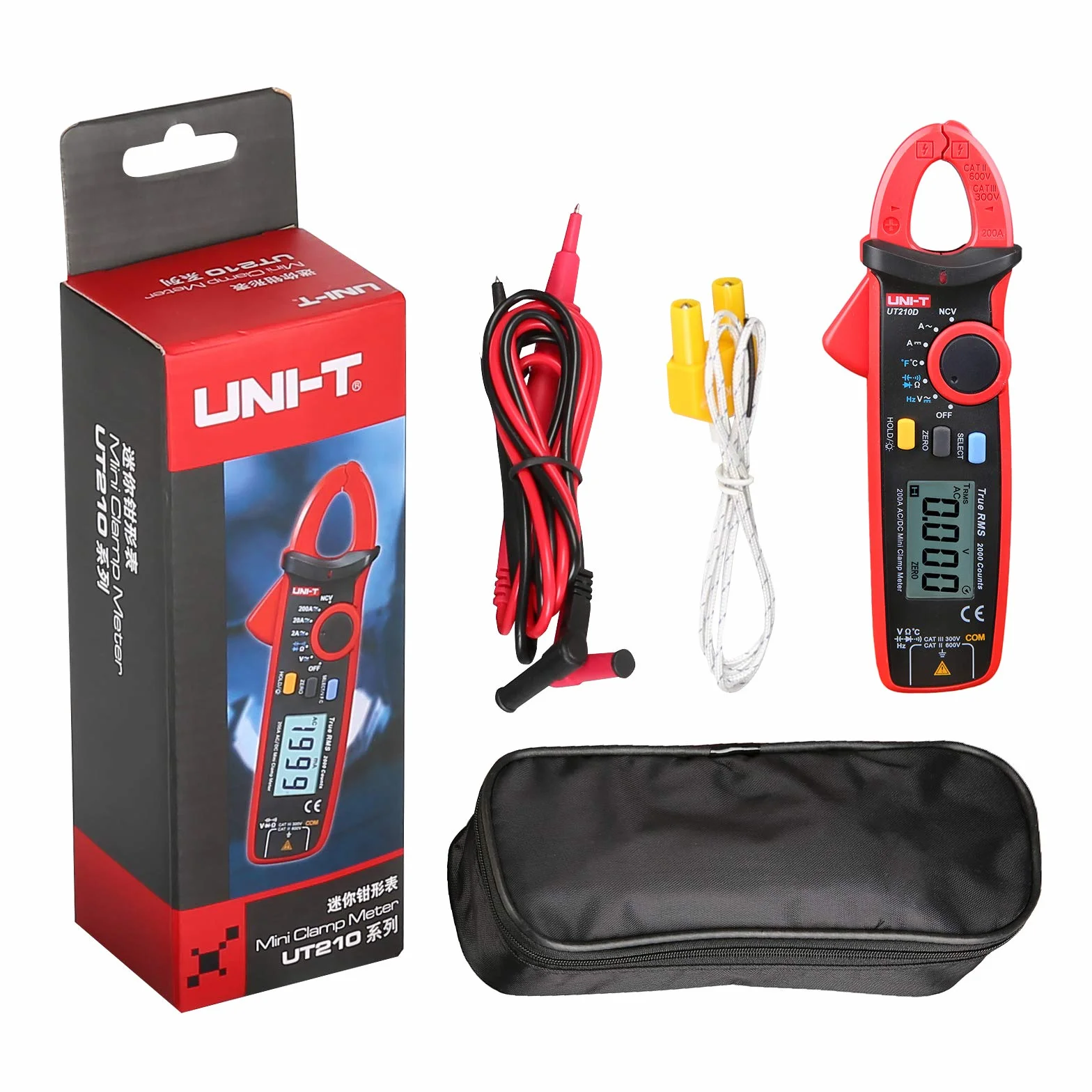 UNI-T UT210D cyfrowy miernik szczypcowy 200A AC DC True RMS multimetr
