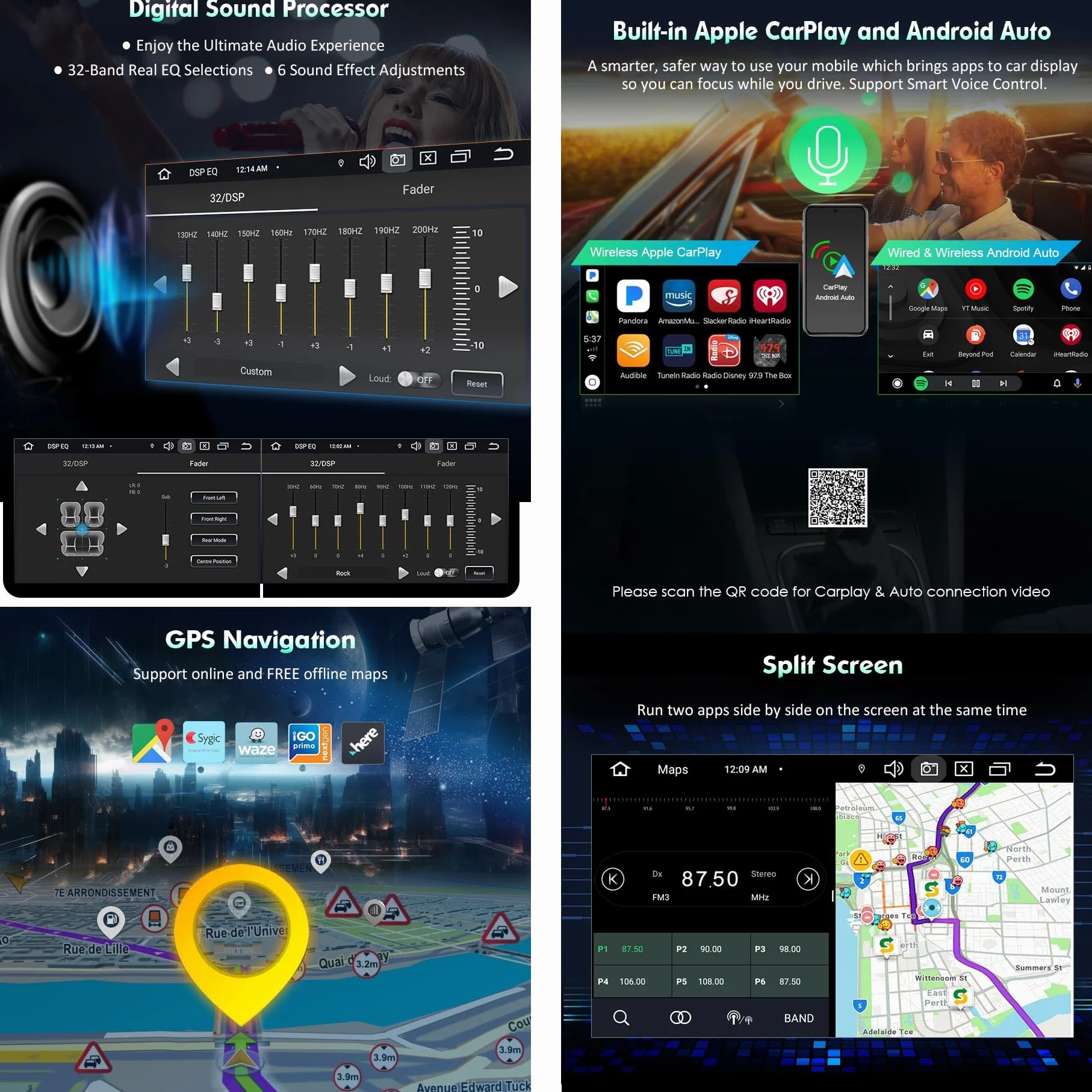Radio Samochodowe 8-Rdzeniowy Android 14 IPS Ekran Dotykowy Bluetooth 5.0 Do FIAT Panda Bezprzewodowy Carplay
