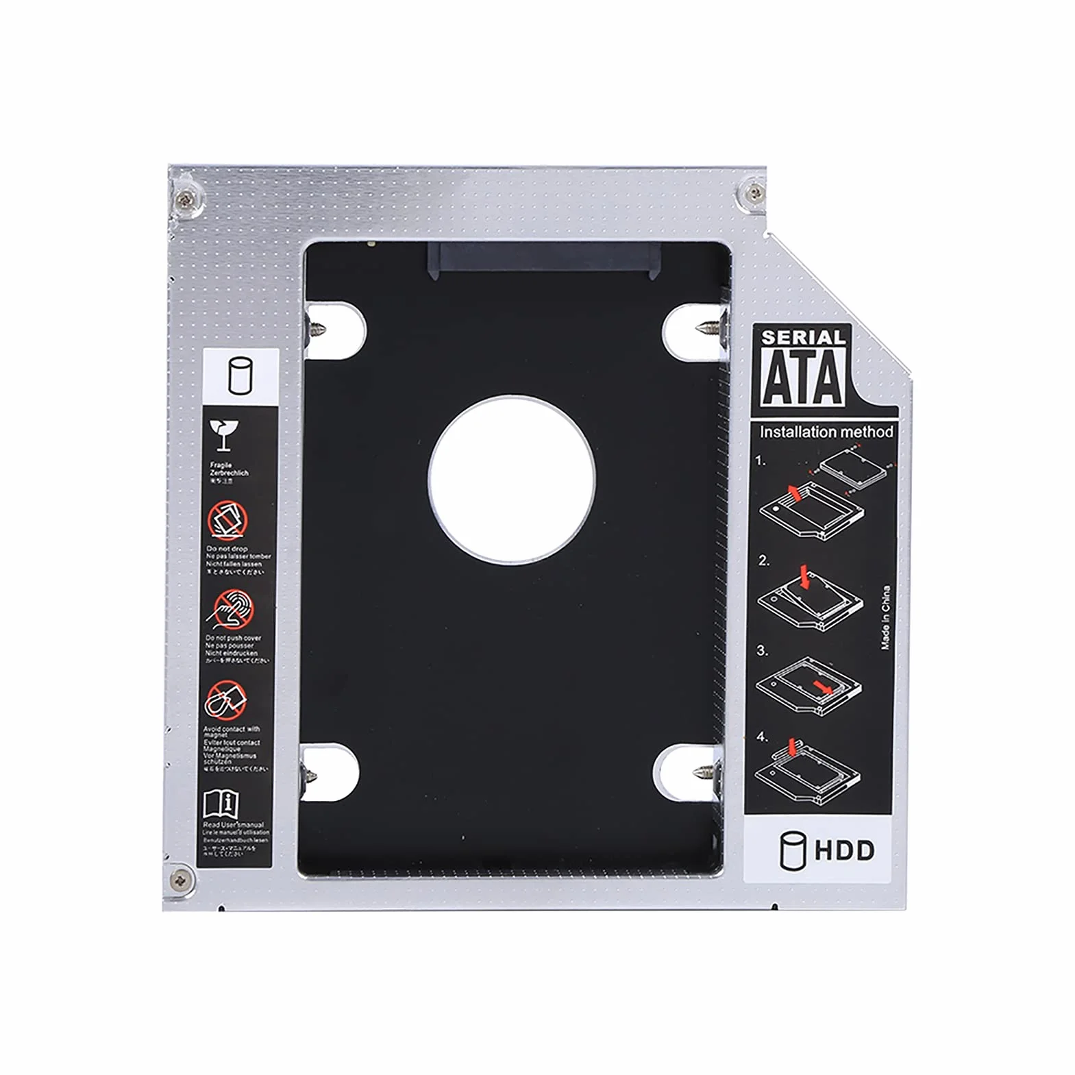 Uniwersalny 12.7mm Aluminiowy Dysk Twardy SATA do SATA 2nd SSD HDD Adapter z Tacą Obudowy do Laptopa CD/DVD-ROM Wnęka Optyczna (12.7 MM)