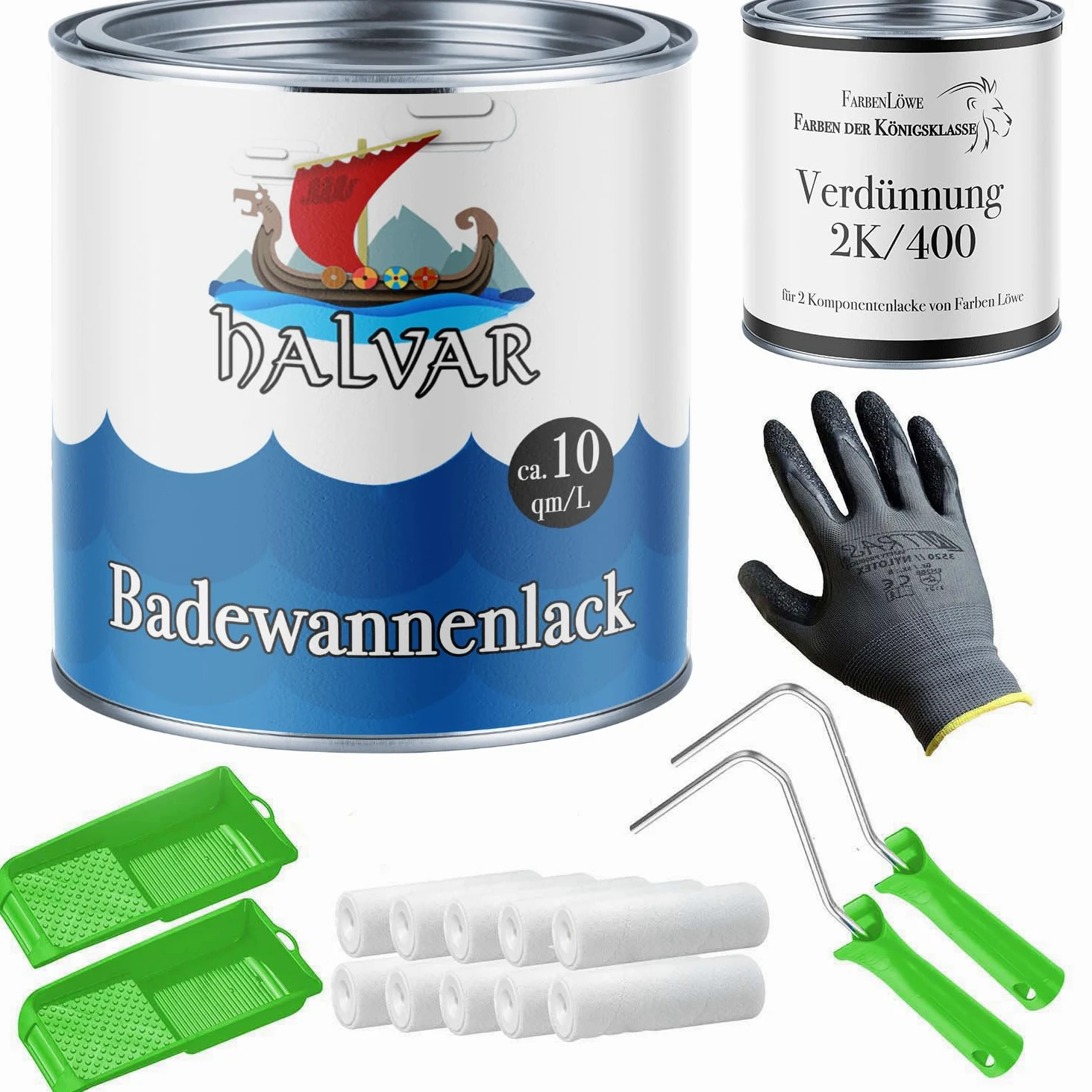 farba do wanny 2K kit - powłoka do wanny w zestawie z wałkiem, rękawiczkami i odtłuszczaczem - malowanie lakierem emaliowym (1 L, Odcień RAL (proszę podać wartość RAL)) Halvar