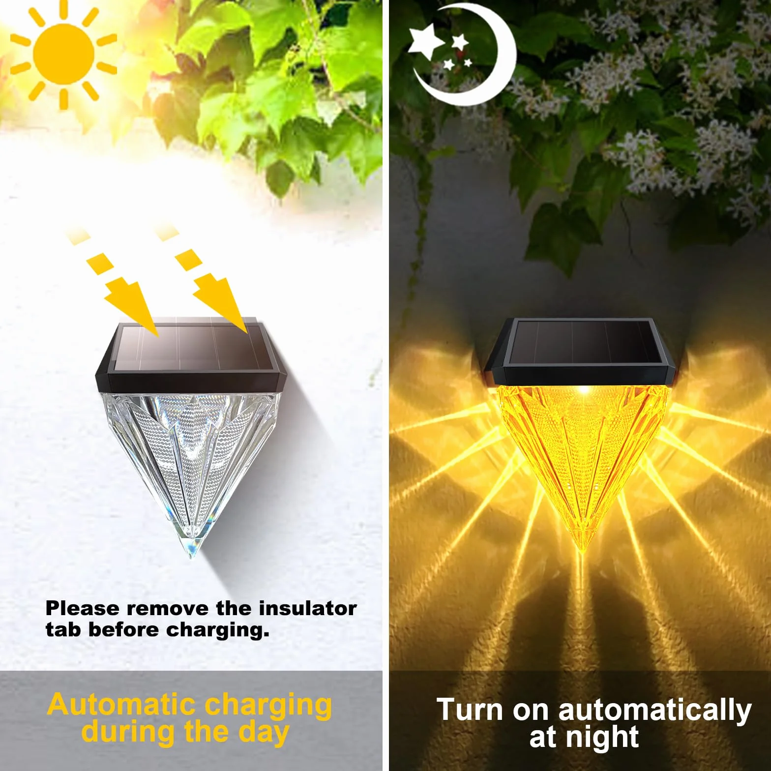 AGOTD Lampy solarne do użytku na zewnątrz, wodoszczelna lampa solarna do dekoracji ogrodu, solarne lampy ogrodowe na taras, ogrodzenie, do ogrodu, schodów, ścieżek, 4 sztuki, bursztynowe światło