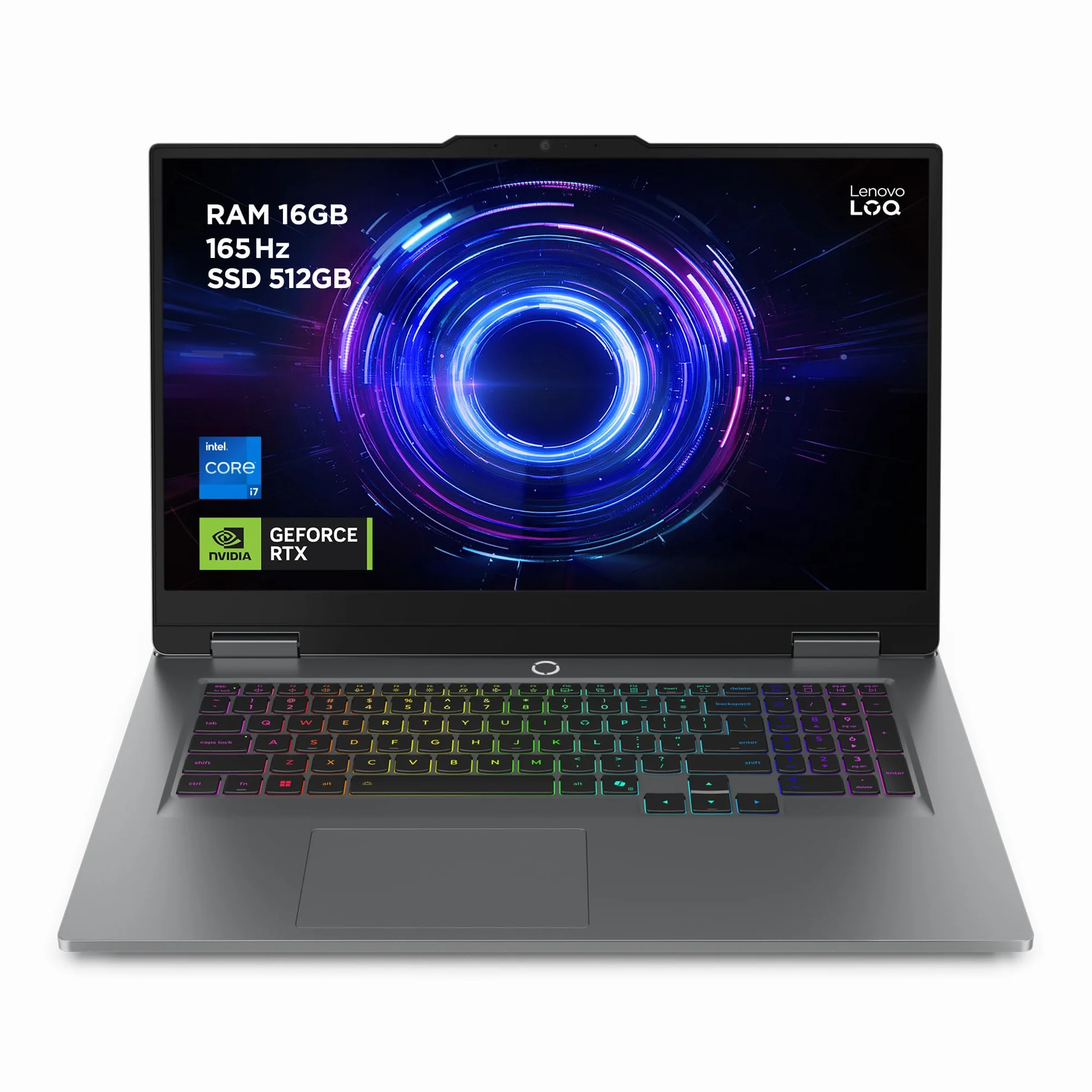 Lenovo LOQ Gaming AI laptop 17,3" Full HD 165 Hz NVIDIA GeForce RTX 5070 Intel Core i7-14700HX 16 GB RAM 512 GB SSD Win11 QWERTZ 24-strefowa klawiatura RGB szary