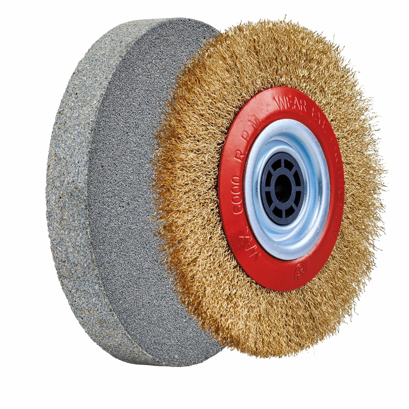 Einhell Podwójna szlifierka TC-BG 150 B (maks. 350 W, ściernica Ø 150 mm, ochrona przed iskrami, korekty kształtu i szlifowanie, w tym ściernica gruboziarnista K36, tarcza szczotkowa)