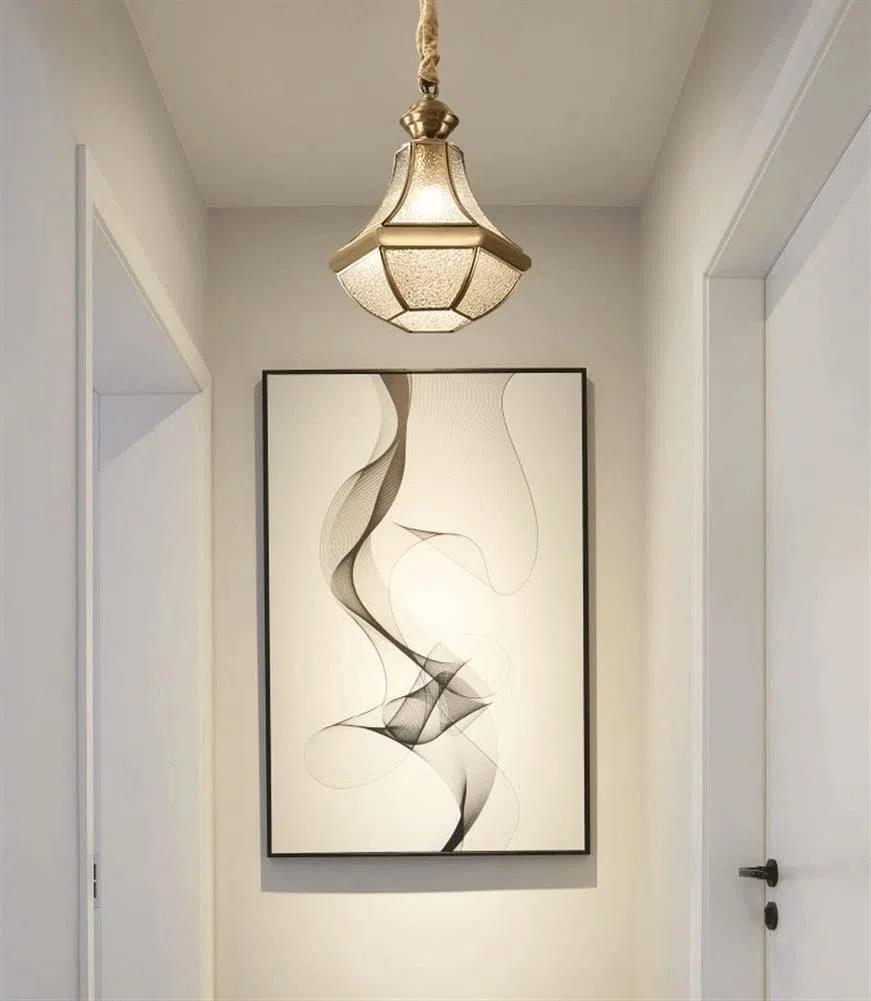 Lampa wisząca ze szkła miedzianego