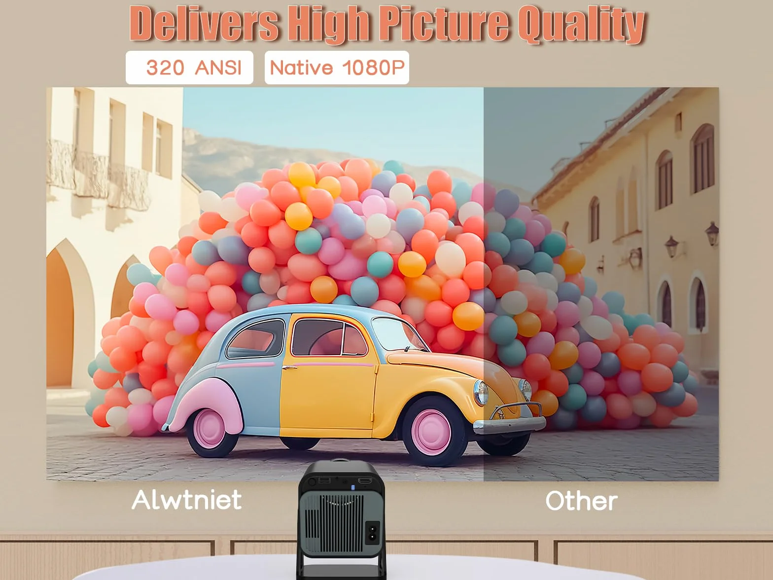 HY320 NTV Android 13 Inteligentny Projektor 1080P 320ANSI WiFi BT