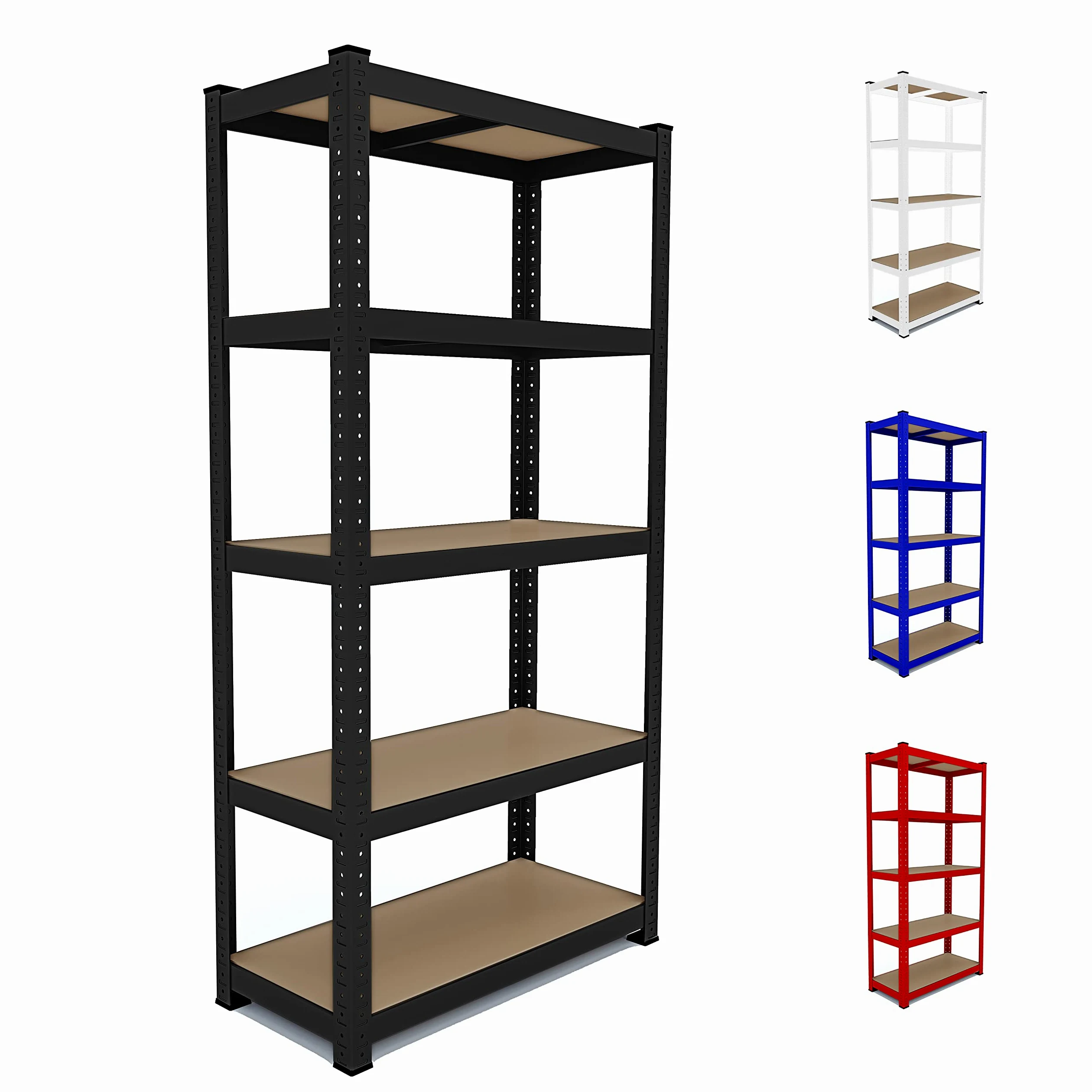 Półka metalowa i MDF Półka o wysokim przepływie do 875 kg Z 5 Regulowanymi Półkami Idealny Do Garażu Warsztat Piwnica Magazyn Modułowa Projekt 180 x 90 x 40 cm (Czarny)
