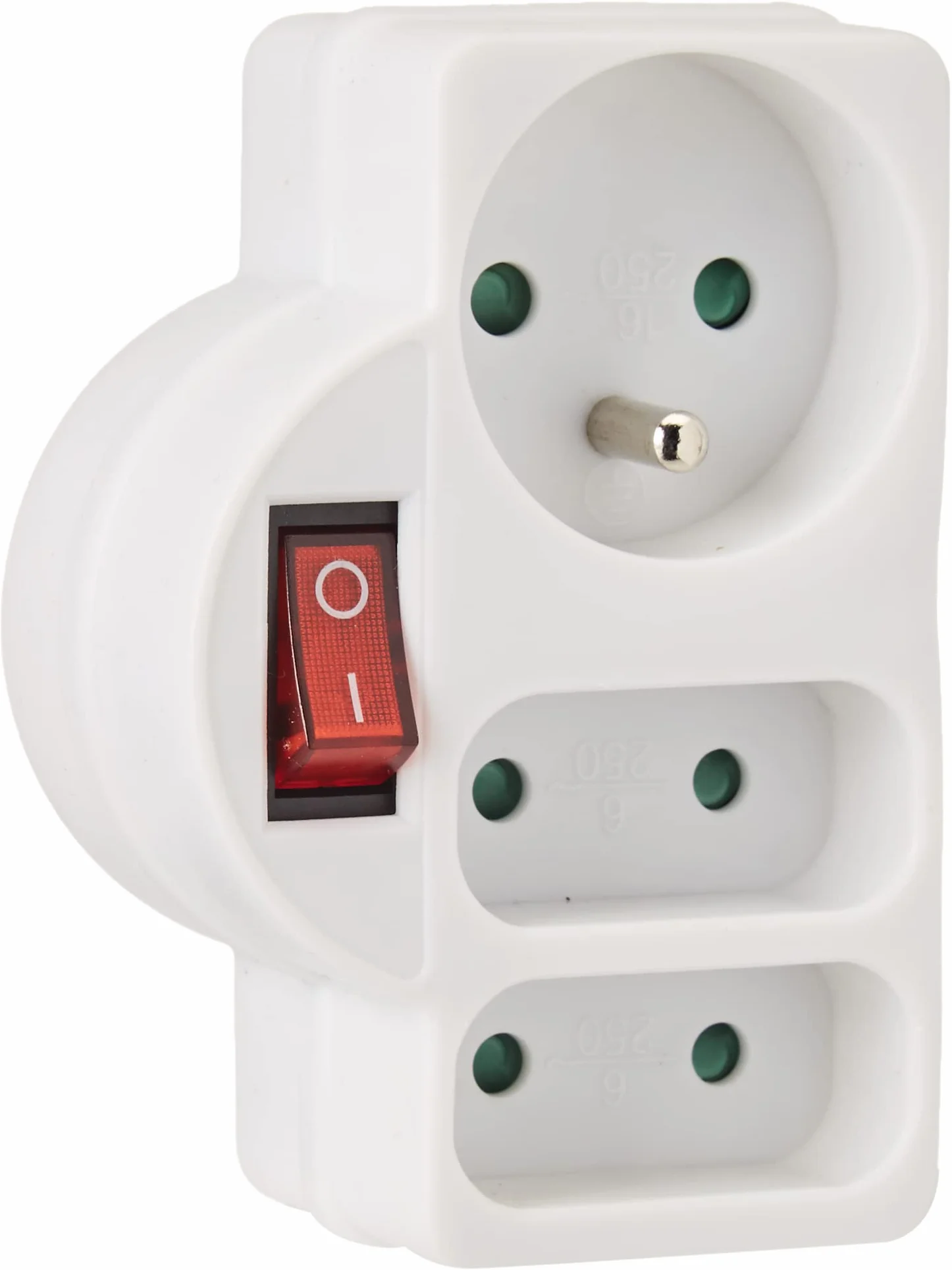 Electraline Adapter listwa zasilająca potrójna z przełącznikiem 3 gniazda 16 A 6 A biała