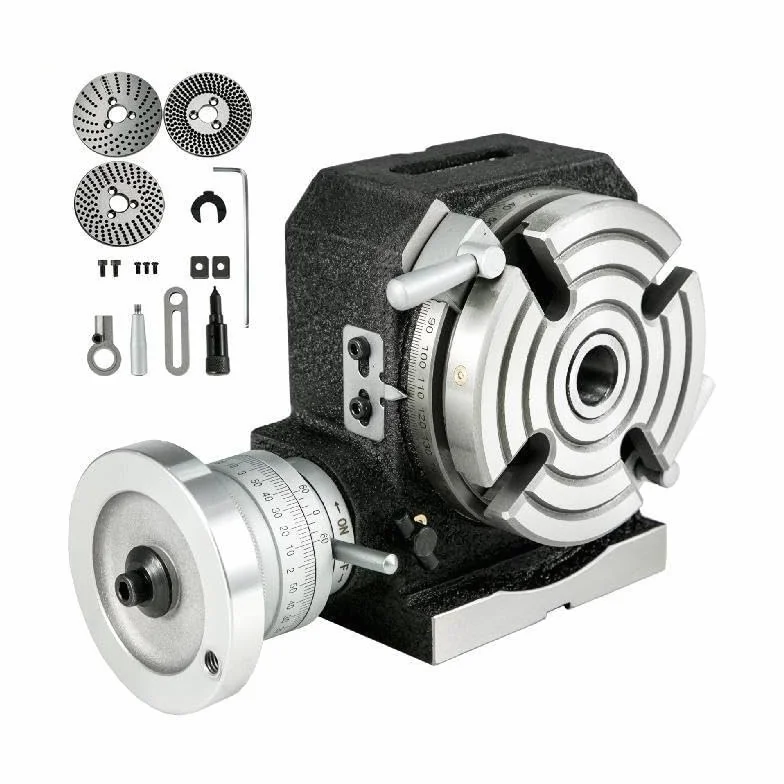 Poziomy pionowy stół obrotowy 4 "/100mm 6"/150mm precyzja 4-gniazda MT-2 W/3 płyty dzielące do frezarki wiertarka Do codziennego użytku domowego(4 Inch 4 Slot)