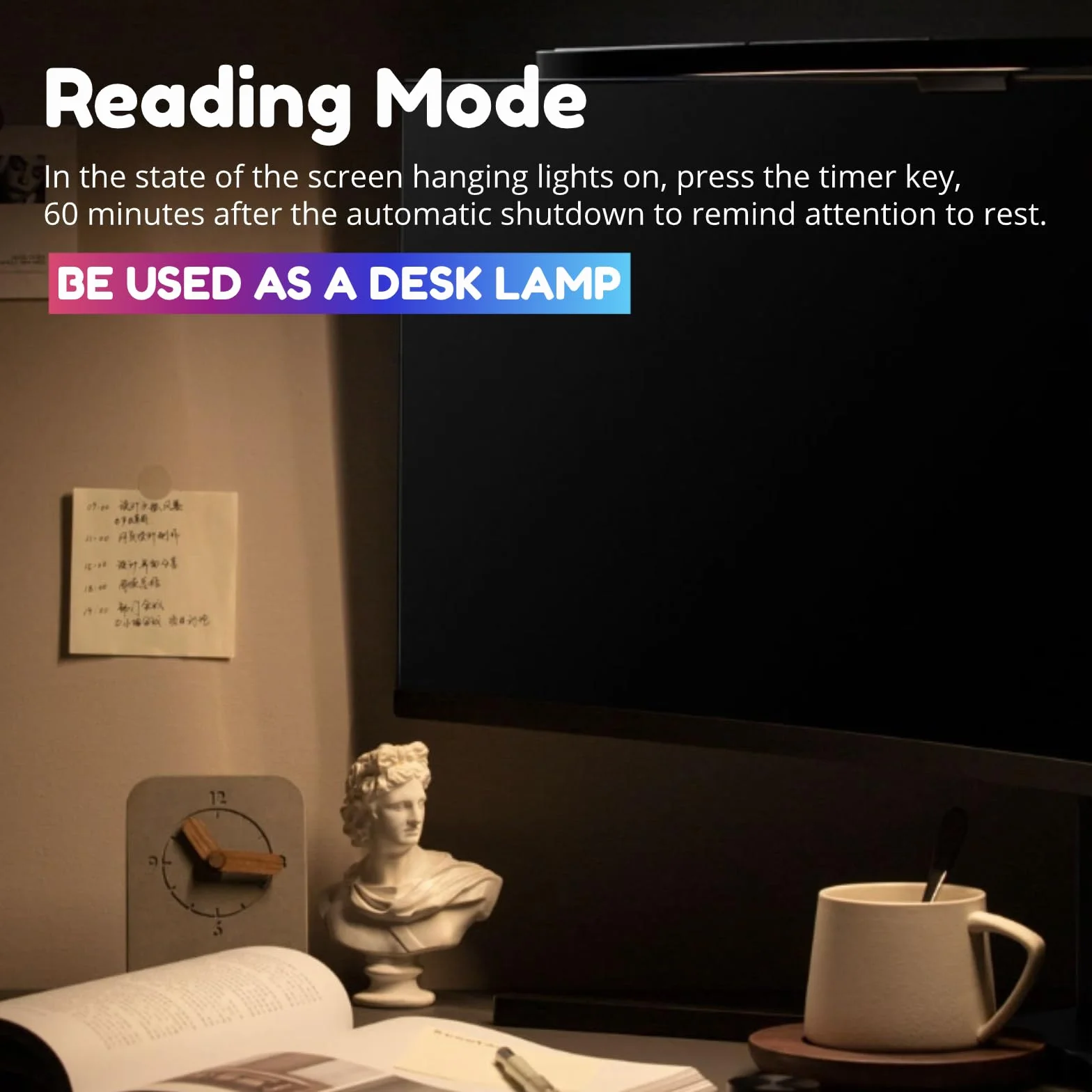 Lampa Monitora Komputerowego, Zakrzywiony Ekran Monitora 5 V 1 A Listwa świetlna do Pielęgnacji Oczu, E Reading LED Lampa Zadaniowa z funkcją ściemniania Dotykowego, 7 Kolorów RGB