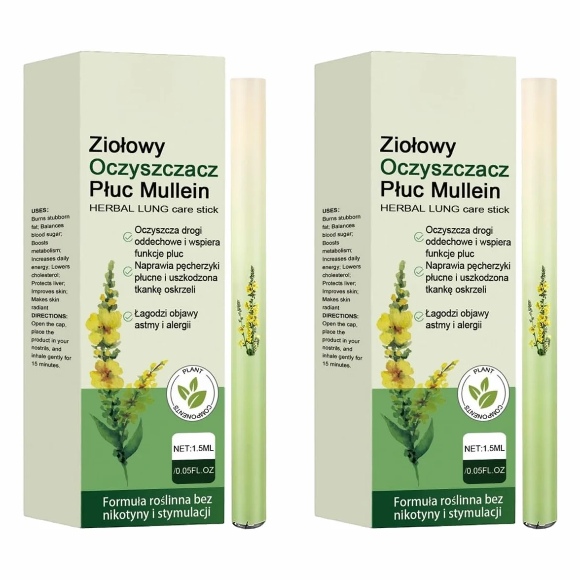 2025 Pióro z dyfuzorem ziołowym, 2 szt. ekstrakt z liści dziewanny do płuc, inhalator Quit Go, pomoce do zaprzestania palenia, inhalator ziołowy do oczyszczania płuc i wspomagania oddychania