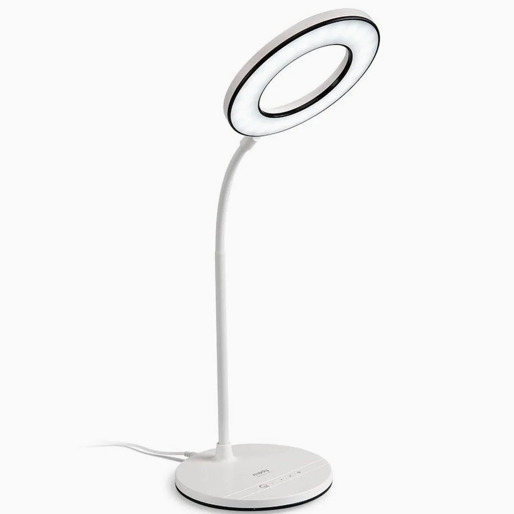 Lampa biurkowa LED lampa stołowa dbająca o oczy lampa biurkowa, 3 tryby kolorów z 4 poziomami jasności, ściemniana lampa biurowa do ładowania USB, sterowanie dotykowe, elastyczna 360°