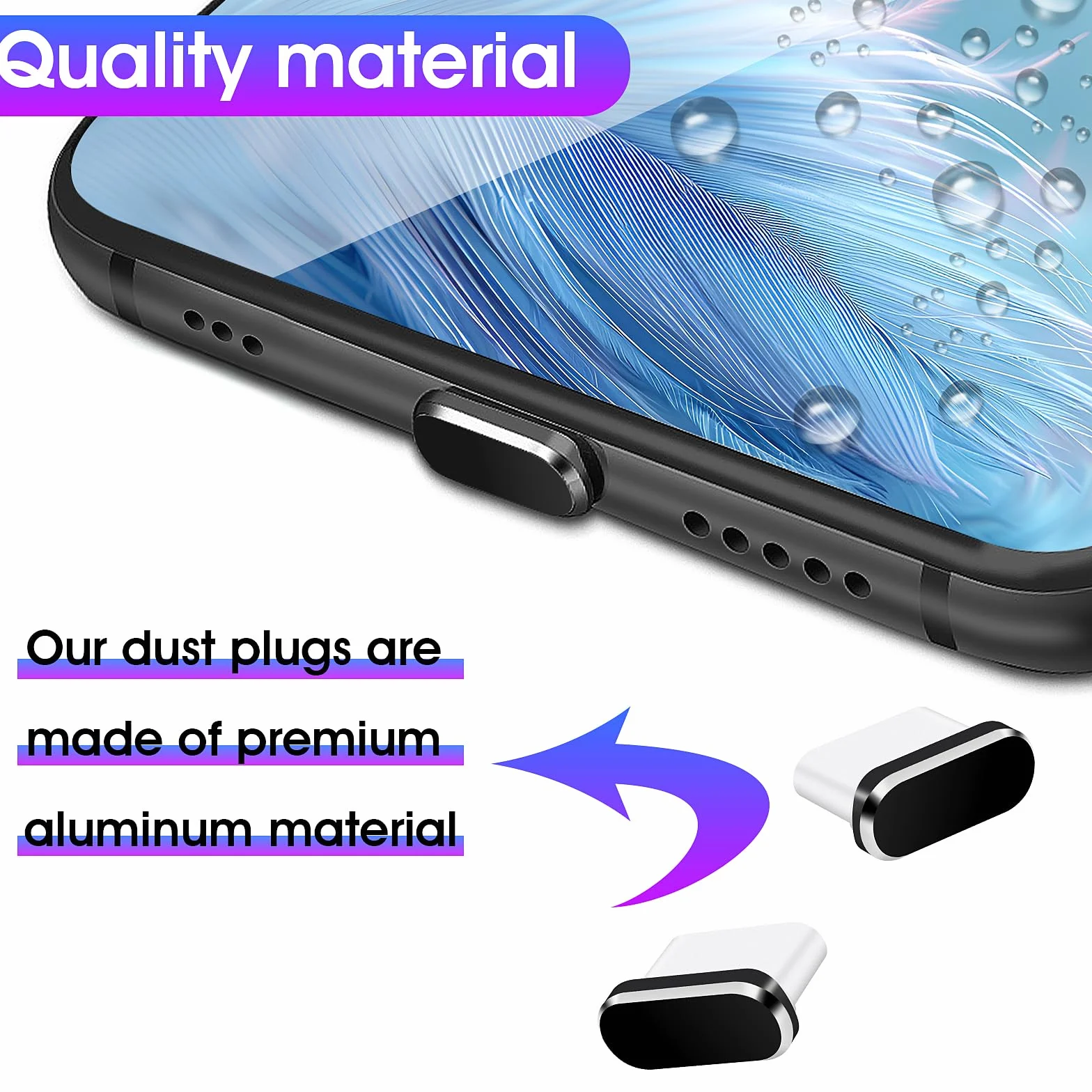 Metalowa osłona USB C przeciwpyłowa 6 sztuk
