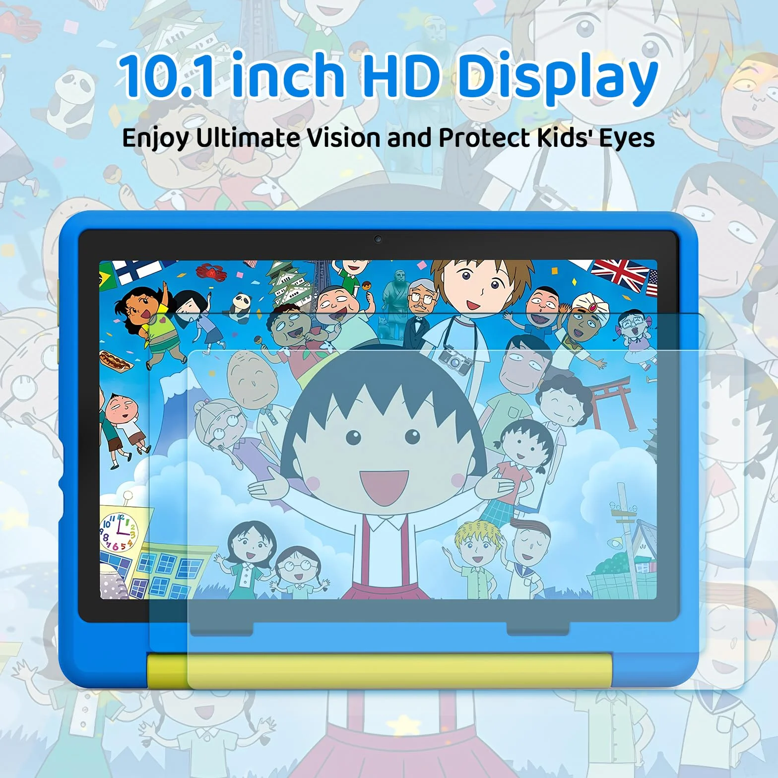 Tablet dla dzieci 10 cali Android 14 HD 1280x800 8+64GB 5000 mAh podwójny aparat 5+8 MP niebieski