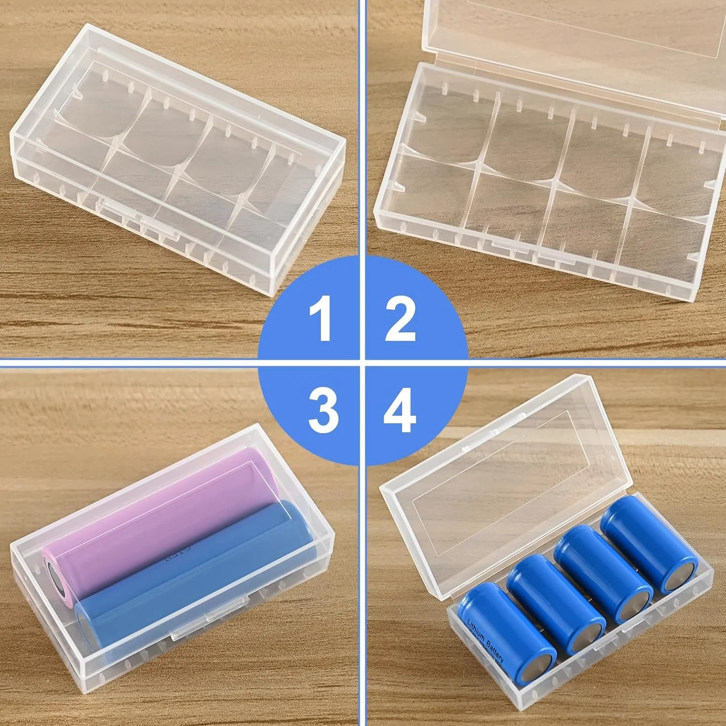 Etui do przechowywania baterii 18650/18350/CR123A/17670 plastikowe przezroczyste 12 szt.