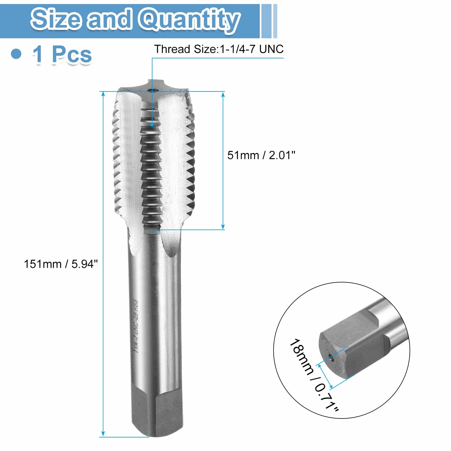 QUARKZMAN Hand Bottom Tap 1 1/4 7 UNC 2B forma gwintownika narzędzie do gwintowania ze stali szybkotnącej HSS6542 proste rowki gwintownik