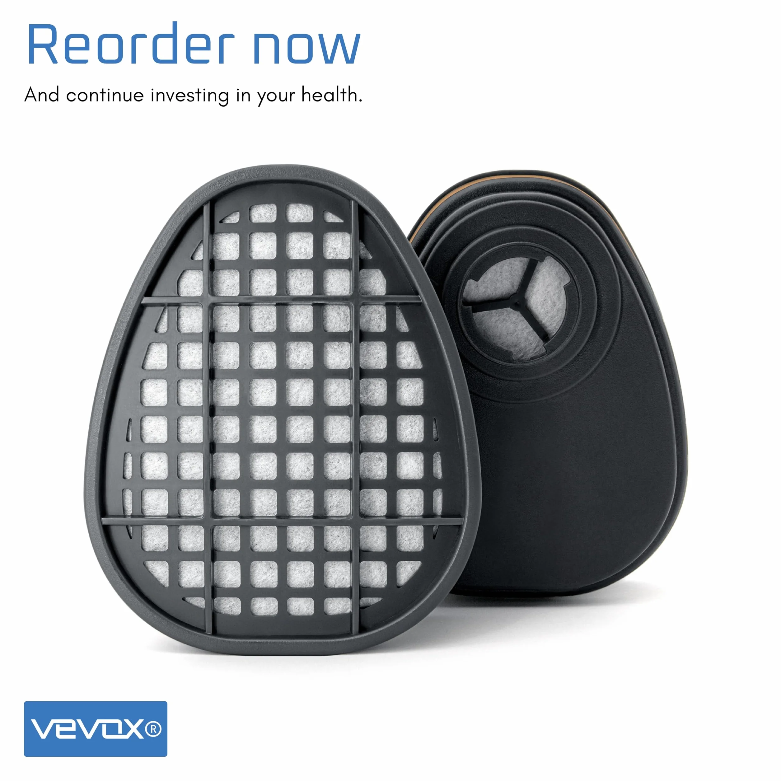 VEVOX® - Filtr do półmaski - do wyboru filtr cząstek P2, P3 lub filtr gazu A1, ABEK1 - wkłady filtrujące do maski/półmaski gazowej (A1 Filtr gazu - 2 sztuk)