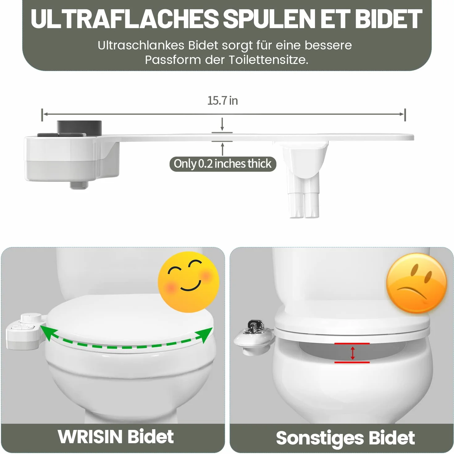 bidet, toaleta, WC z bidetem japońskim, zestaw natryskowy do deski sedesowej i bidetu z podwójnymi wysuwanymi samoczyszczącymi dyszami (w kolorze czarnym)