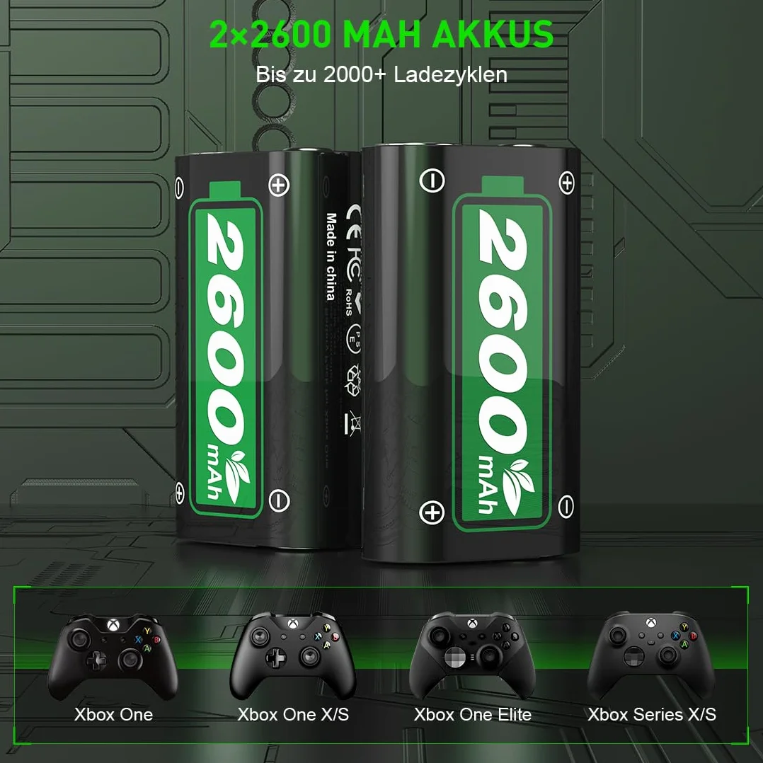 Zestaw akumulatorów 2600 mAh do Xbox One z szybką ładowarką