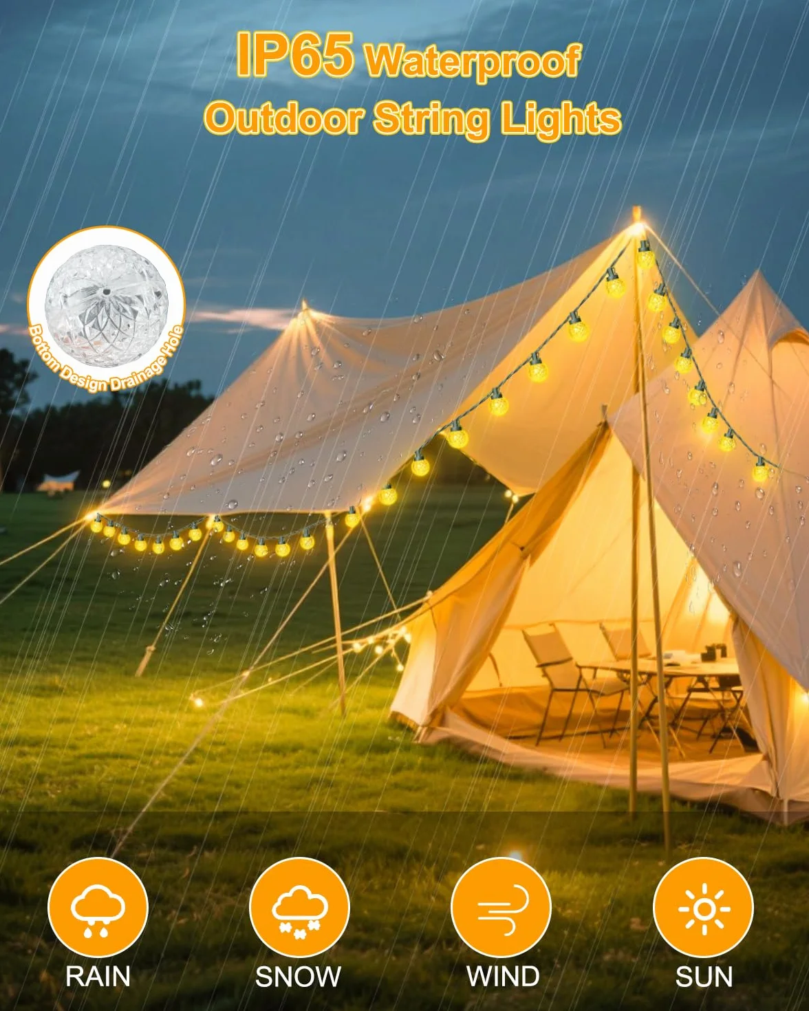 Dalugo Solarny łańcuch świetlny na zewnątrz, 12 m, 30 diod LED, do użytku na zewnątrz, z timerem, 8 trybów pracy, ciepła biel, solarny łańcuch świetlny na zewnątrz, odporny na warunki atmosferyczne