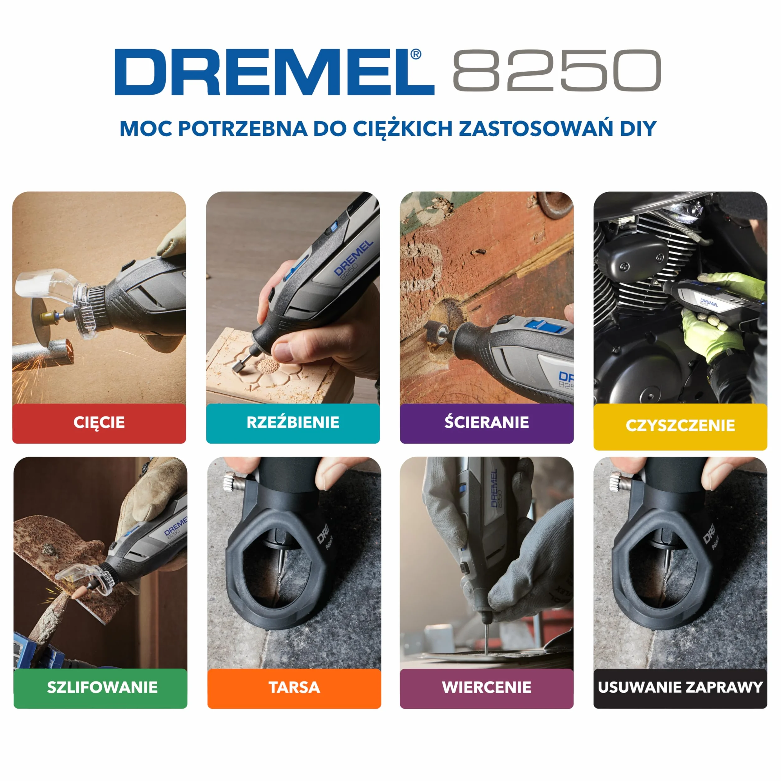 Dremel 8250 12V akumulatorowe narzędzie obrotowe 5.000-30.000 obr/min bezszczotkowy zestaw narzędzi wielofunkcyjnych z miękkim etui, 5 akcesoriami, frezowania, grawerowania, ścinania, napraw/DIY