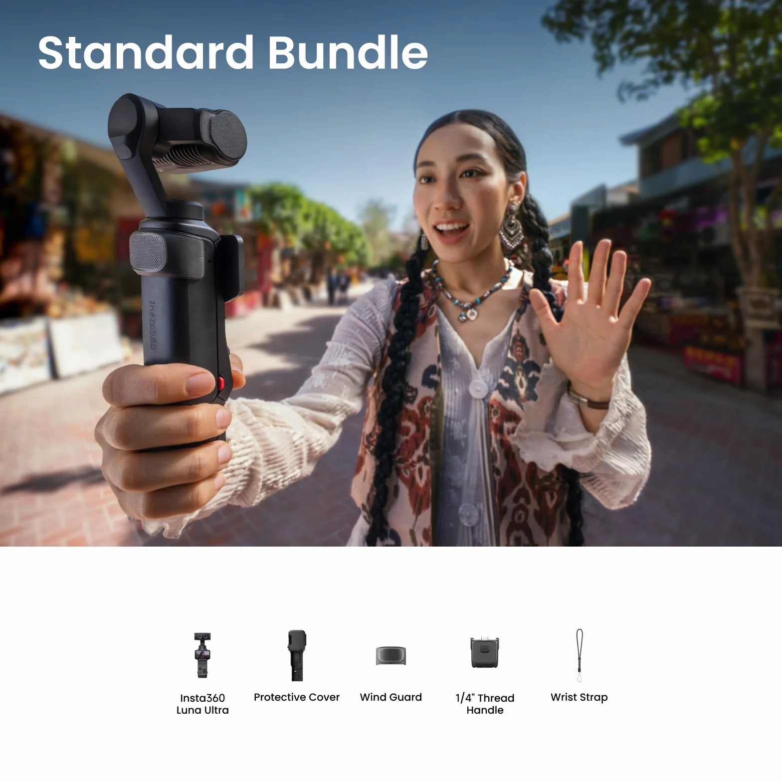 Insta360 Luna Ultra Cosmic Black - 8K Vlogging Camera with Dual Leica Lenses, 12× Zoom, 1" Sensor, Detachable 2" Touchscreen, Triple AI Chip, Pocket Gimbal Camera for Vlog Photography