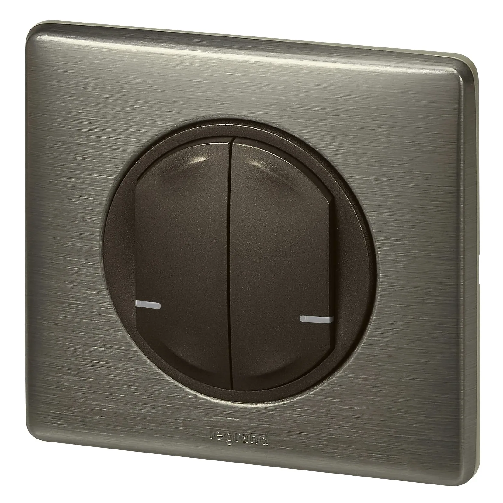 Legrand Podwójny przełącznik 2x250w połączony z neutralnym kompatybilnym z każdym ładowaniem - Céliane with Netatmo Complete (mocowania, wspornik, grafitowy kołpak, płyta) - Wolfram - 199188