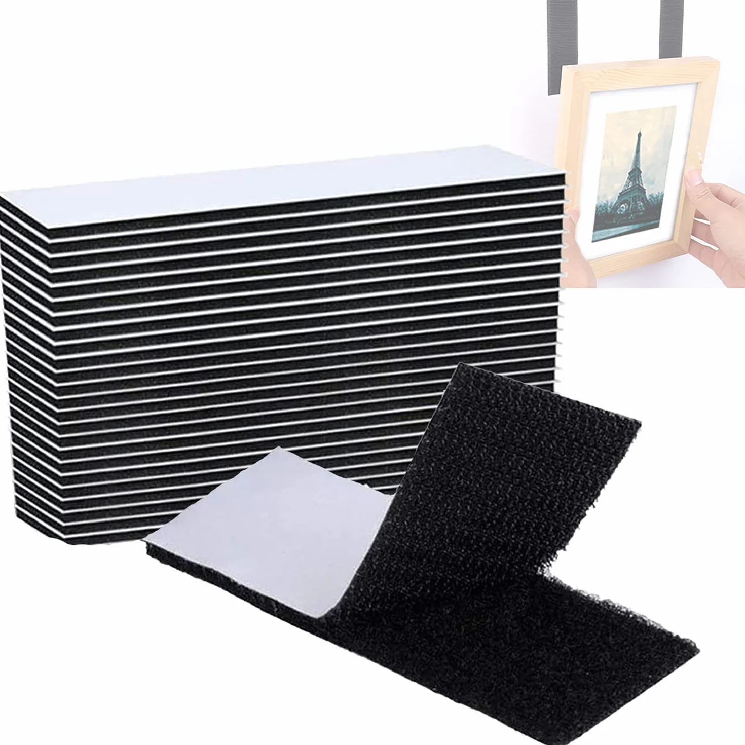 18 szt. 3 x 10 cm dwustronna taśma z pętelką, samoprzylepne taśmy z rzepem, do użytku wewnątrz i na zewnątrz, do przechowywania ramki na zdjęcia i narzędzi, 18 szt