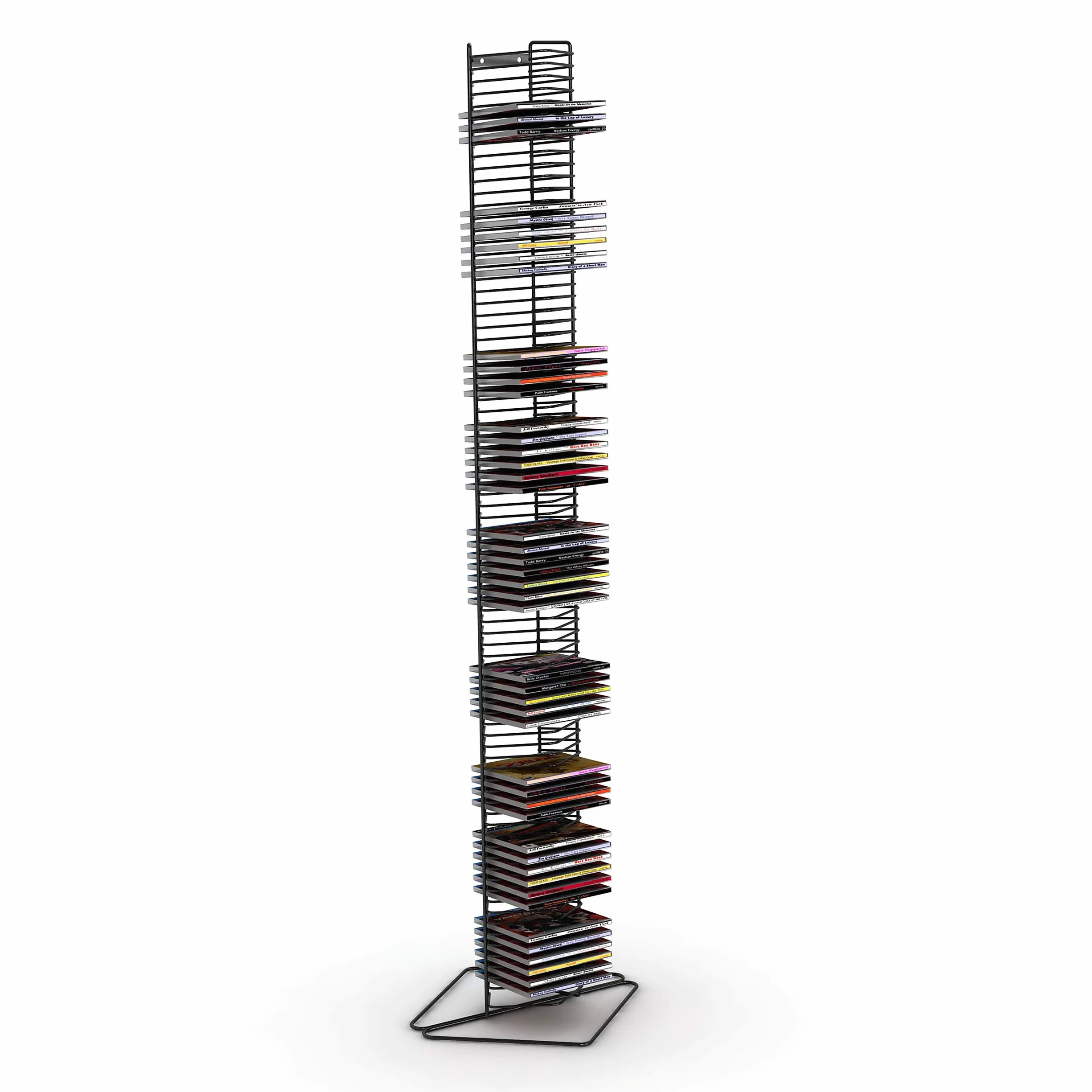 Atlantic Onyx Wire CD Tower - mieści 80 płyt CD z matowej czarnej stali, PN 1248