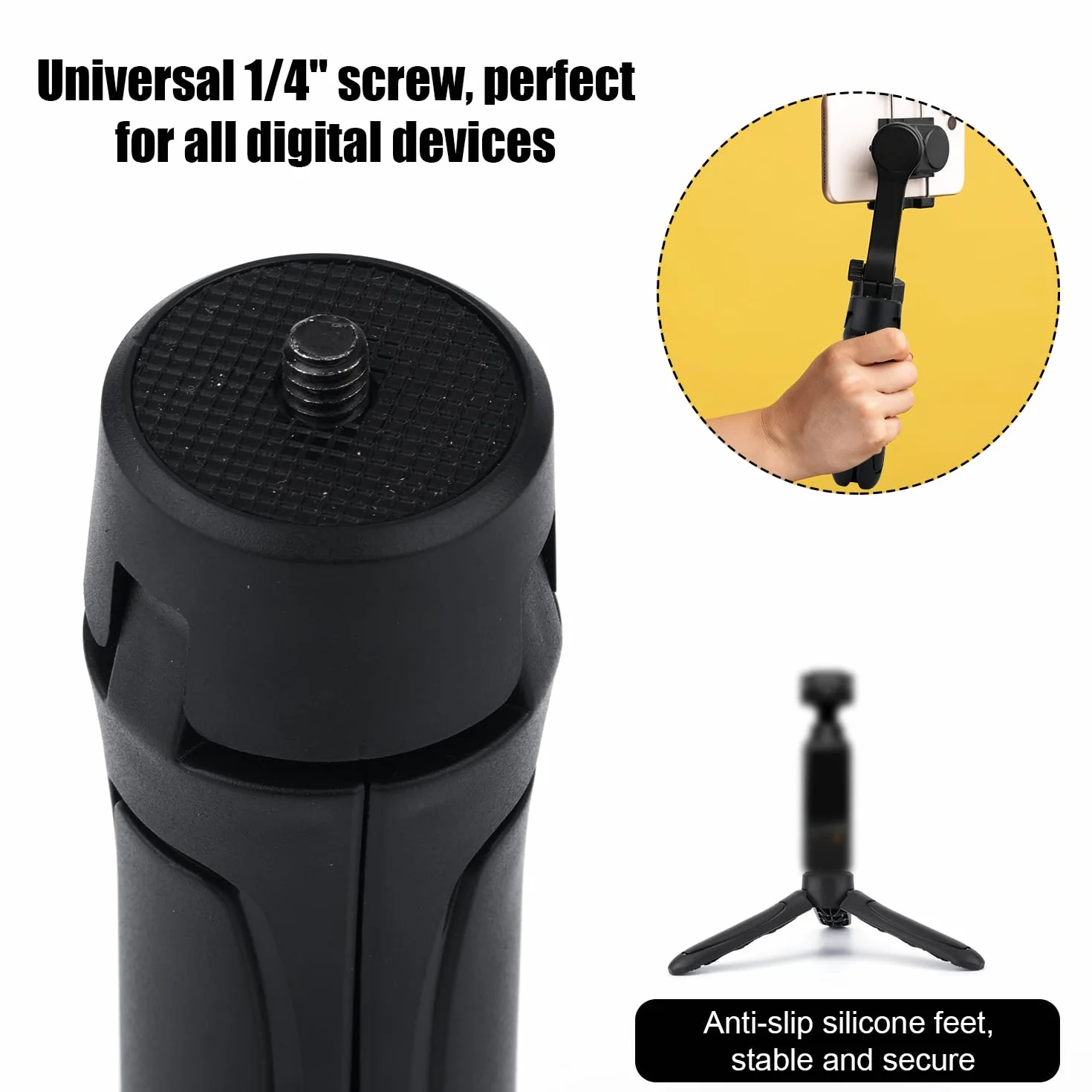 BOXOB Miniaturowy Statyw Kompatybilny z DJI Osmo Pocket 3 i 2, Czarny ABS Przenośny Stojak Selfie
