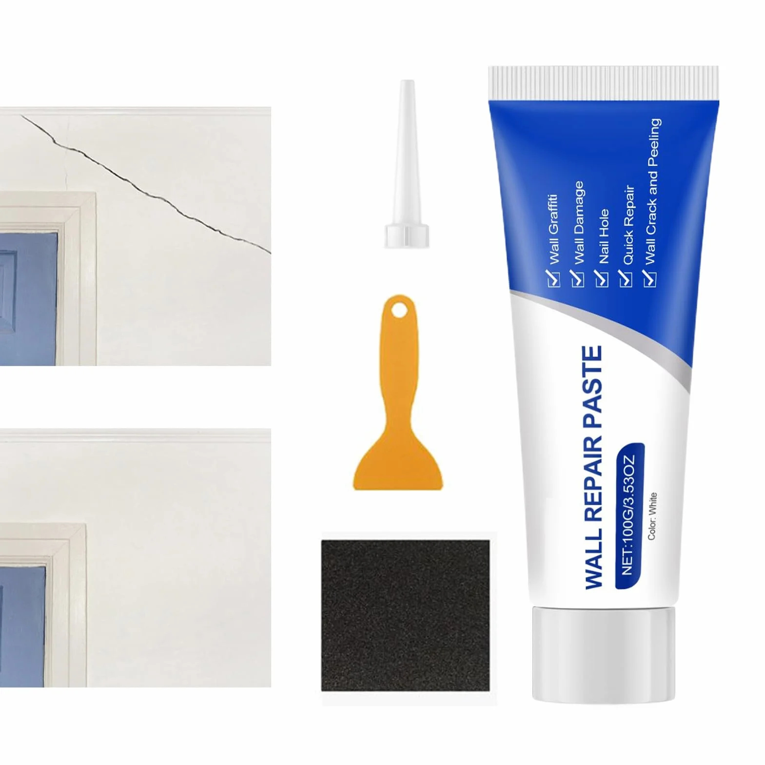 Wall Putty Kit, Easy Hole Filling Solution, 200g Paste for Crack And Dent Fixing, Fast Adhesion Repair Formula, Interior Wall Maintenance Tool, Home and Apartment Repair Supplies