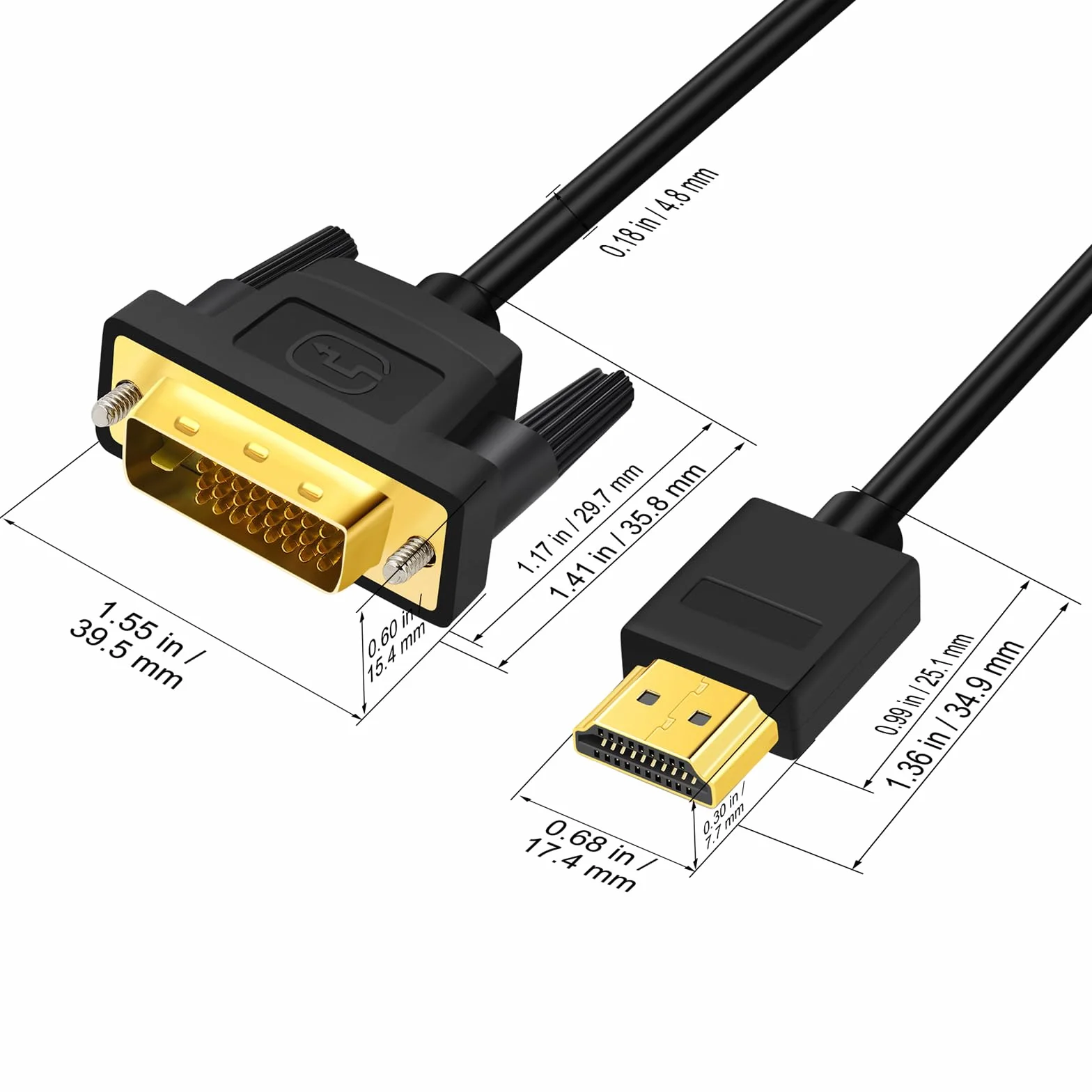 Kabel HDMI do DVI dwukierunkowy DVI-D 24+1 męski na HDMI męski 1080P 3M