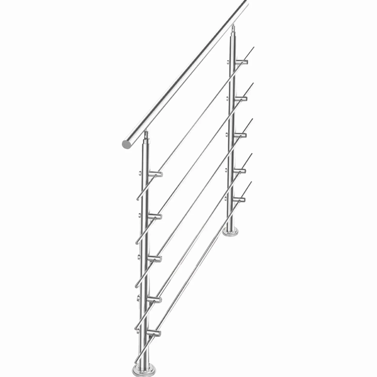 Poręcz ze stali nierdzewnej, do balustrady schodowej, na balkon, 100 cm, z 5 poprzeczkami Ø 42 mm, do wewnątrz i na zewnątrz