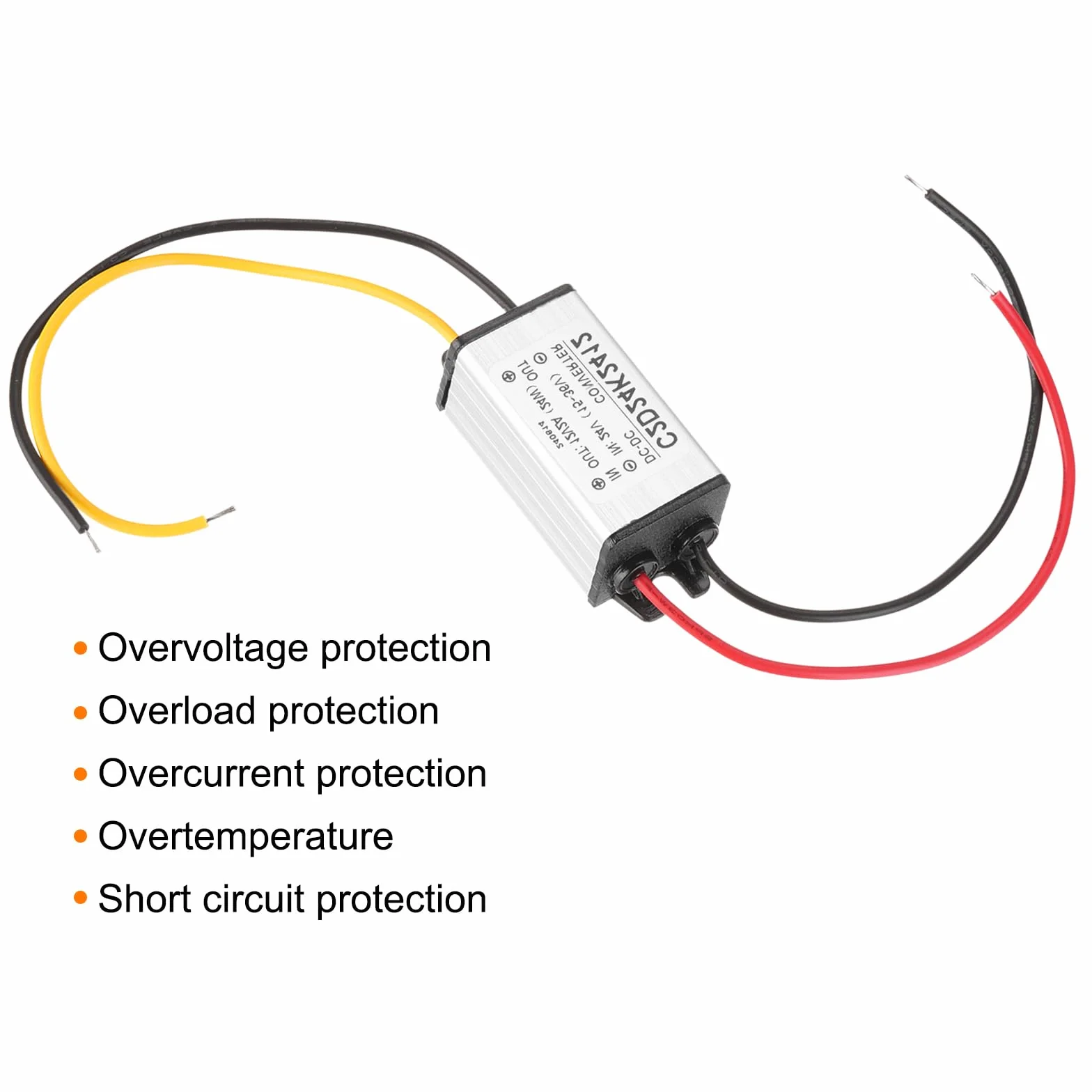 QUARKZMAN Konwerter mocy Dc 24V na DC 12 V 2A 24 W konwerter obniżania napięcia reduktor napięcia, wodoodporny transformator Ip68, moduł zasilający, adapter do samochodu