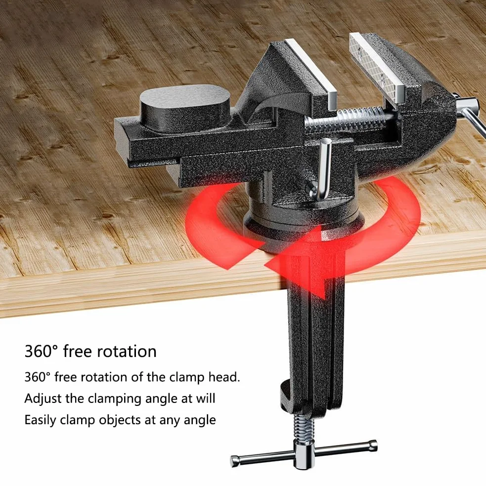 Imadło stołowe obrotowe o 360°, małe imadło domowe 3,3 cala do małych projektów DIY, rękodzieła, grawerowania i modelowania itp. (Model 50)