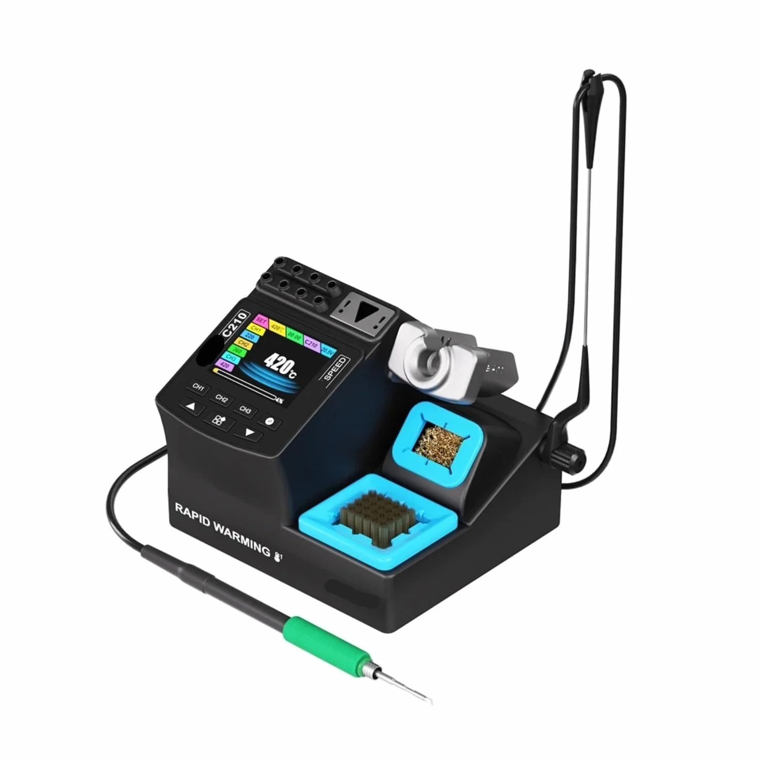 Stacja lutownicza, Inteligentna stacja lutownicza SMD 200 W, cyfrowy wyświetlacz IPS Zestaw precyzyjnych żelazek kompatybilny z C115 C210 C245(SMART-115-SET)