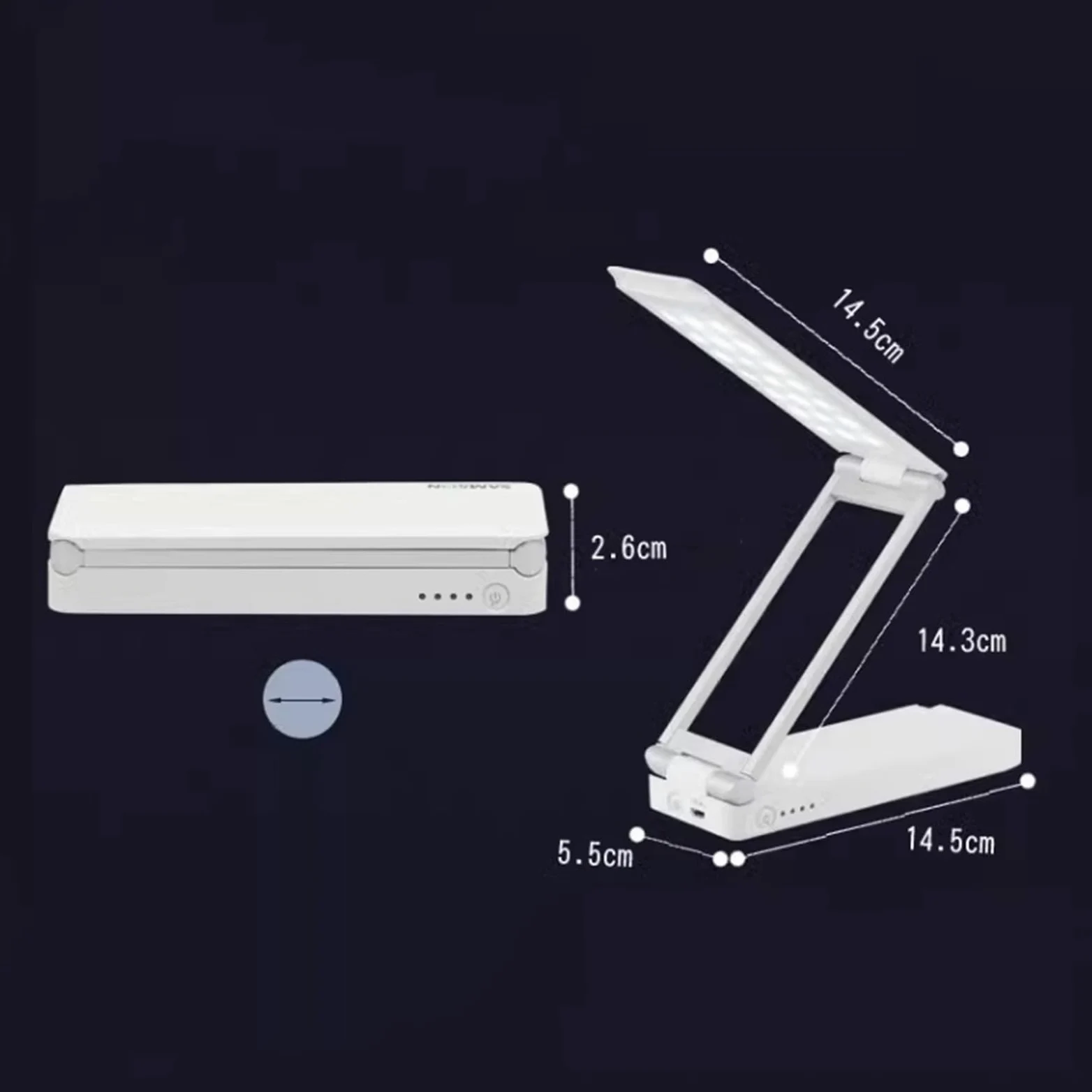 Lampka nocna Lampka biurkowa Przenośna składana lampa biurkowa, ściemniana lampa biurkowa LED z 5 trybami świecenia, lampa do nauki czytania z ochroną oczu i 2 portami ładowania USB Lampa stołowa