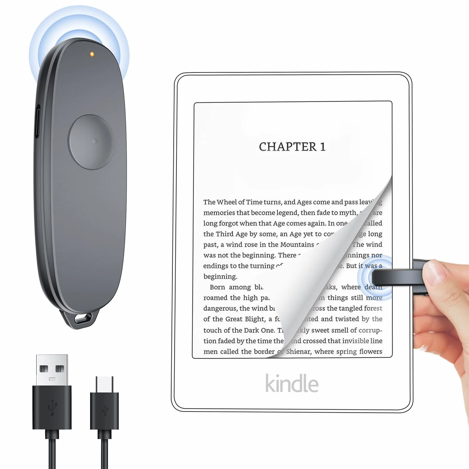 Page Turner Remote for Kindle Paperwhite, Clicker Accessories for Kindle iPad Android
