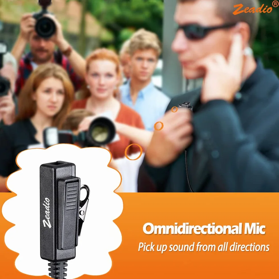 zeadio Surveillance Covert Air Acoustic Tube Walkie Talkie słuchawki z mikrofonem Push-To-Talk do Motorola 2-pinowego radia dwukierunkowego