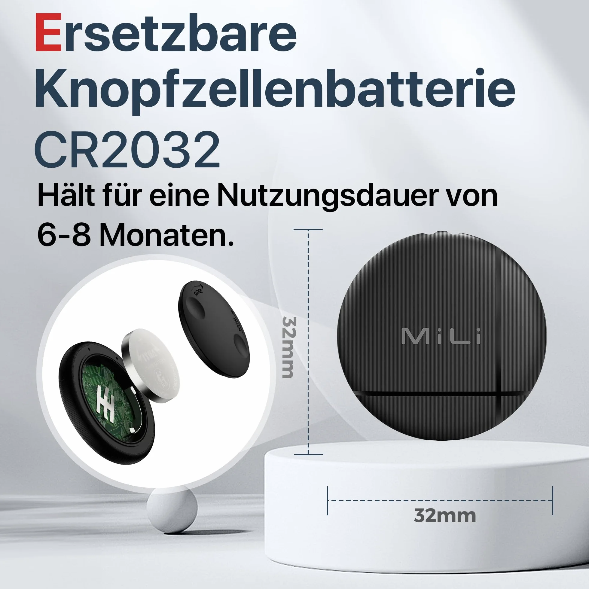 MiLi LiTag Lokalizator Finder Kluczy, Inteligentny Śledzik Kompatybilny z Aplikacją Apple Gdzie jest? (TYLKO iOS), Bluetooth Znajdź przedmiot dla Klucza, Bagażu, Walizki, Zwierzęcia, Portfela