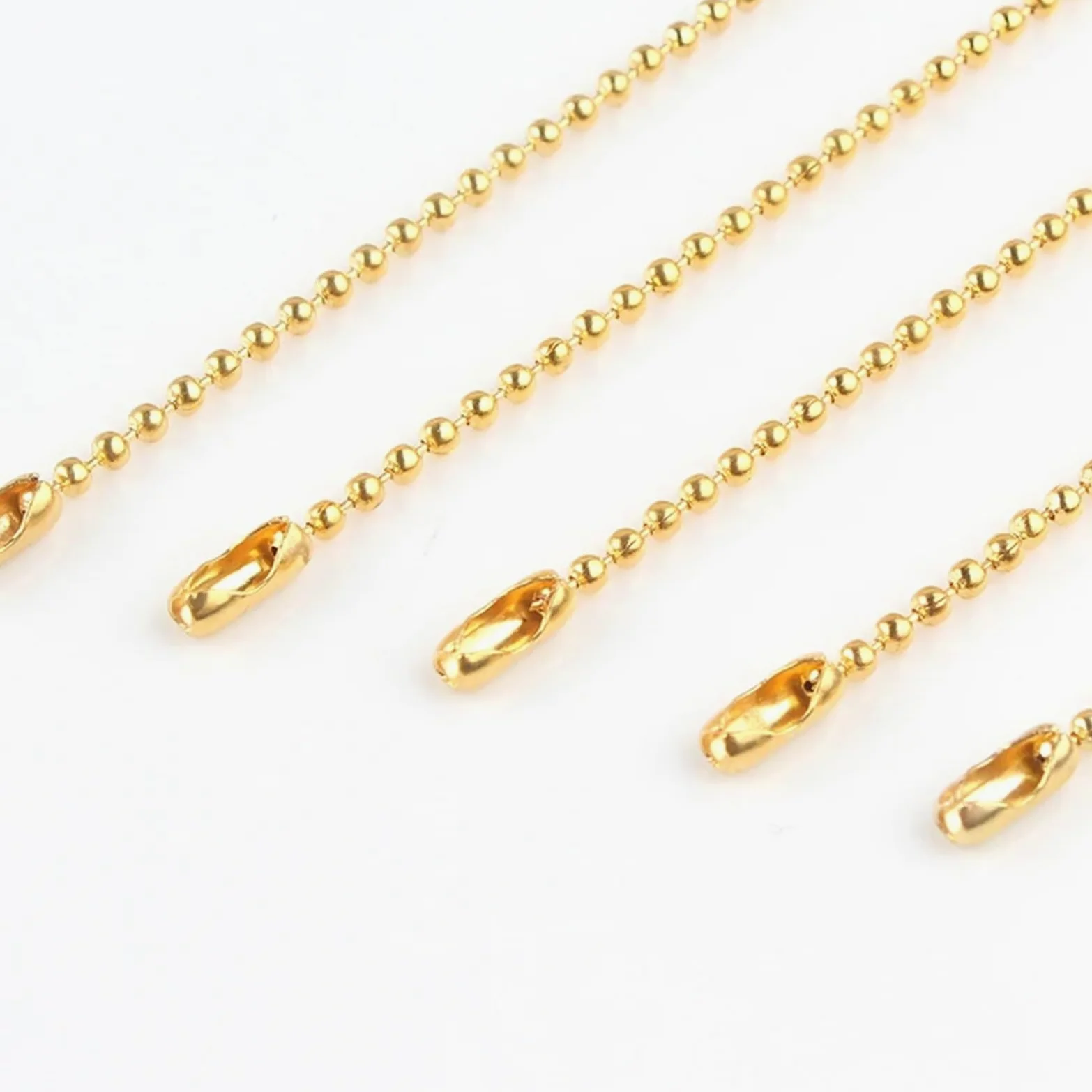 Łańcuszek kulkowy 100 szt. Metalowe łańcuszki do zawieszania na naszyjnik DIY Elementy do wyrobu biżuterii 1,5 mm koraliki Łańcuszek kulkowy(Gold)