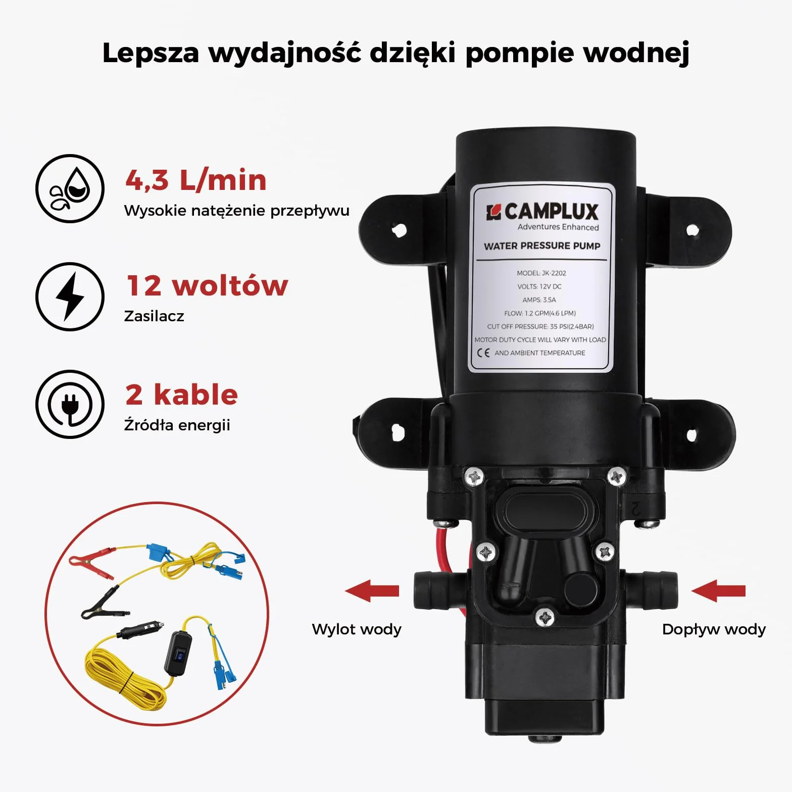 Camplux AY132Max Gazowy Przepływowy Podgrzewacz Wody z Pompą Wody i Stojakiem, 5-litrowy, 30/ 37mbar, LPG