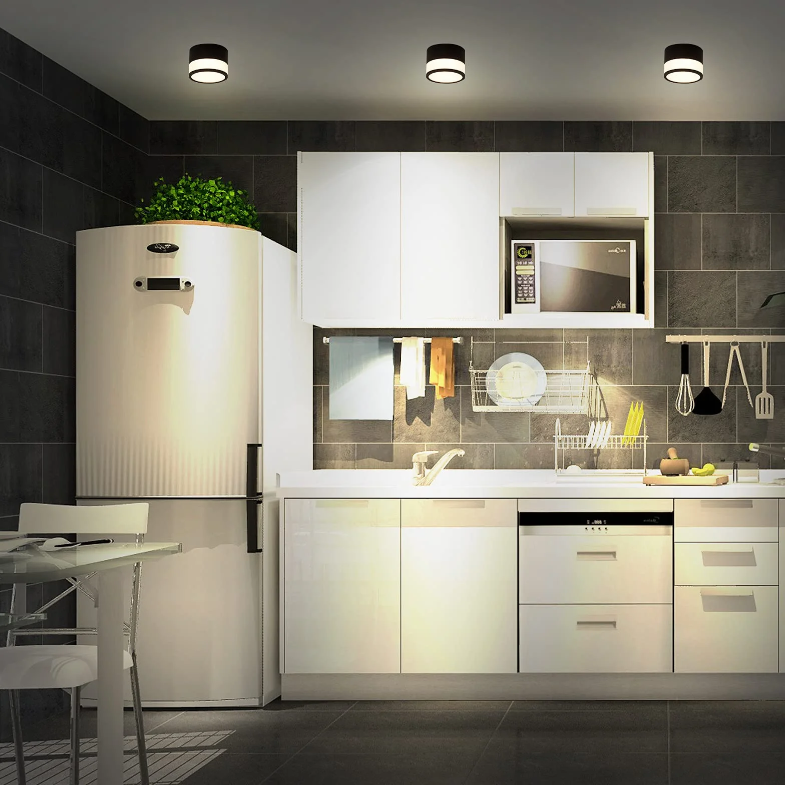 Punktowy Plafon LED 12W Barwa Ciepła Biała Okrągły IP65 Kolor Czarny Montaż Natynkowy Bez Wiercenia CRI82 Design Minimalistyczny Do Łazienki Korytarza Przedpokoju Kuchni Na Zewnątrz Średnica 10 cm