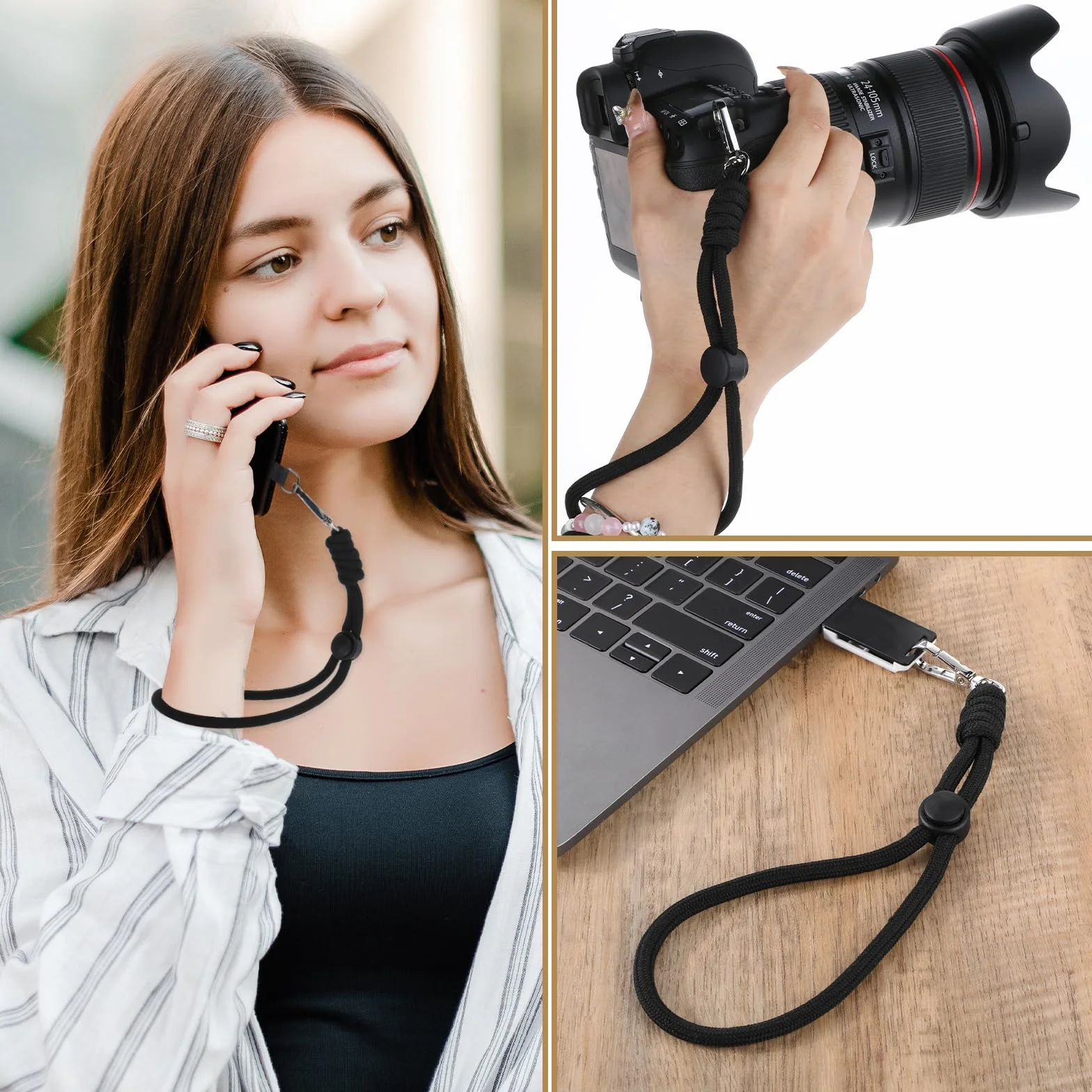 Amabro Uniwersalny łańcuszek na telefon komórkowy, zawieszka na telefon komórkowy, łańcuszek na rękę, szlufka na rękę, kieszeń na telefon komórkowy, smycz na klucze, regulowana na nadgarstek, do