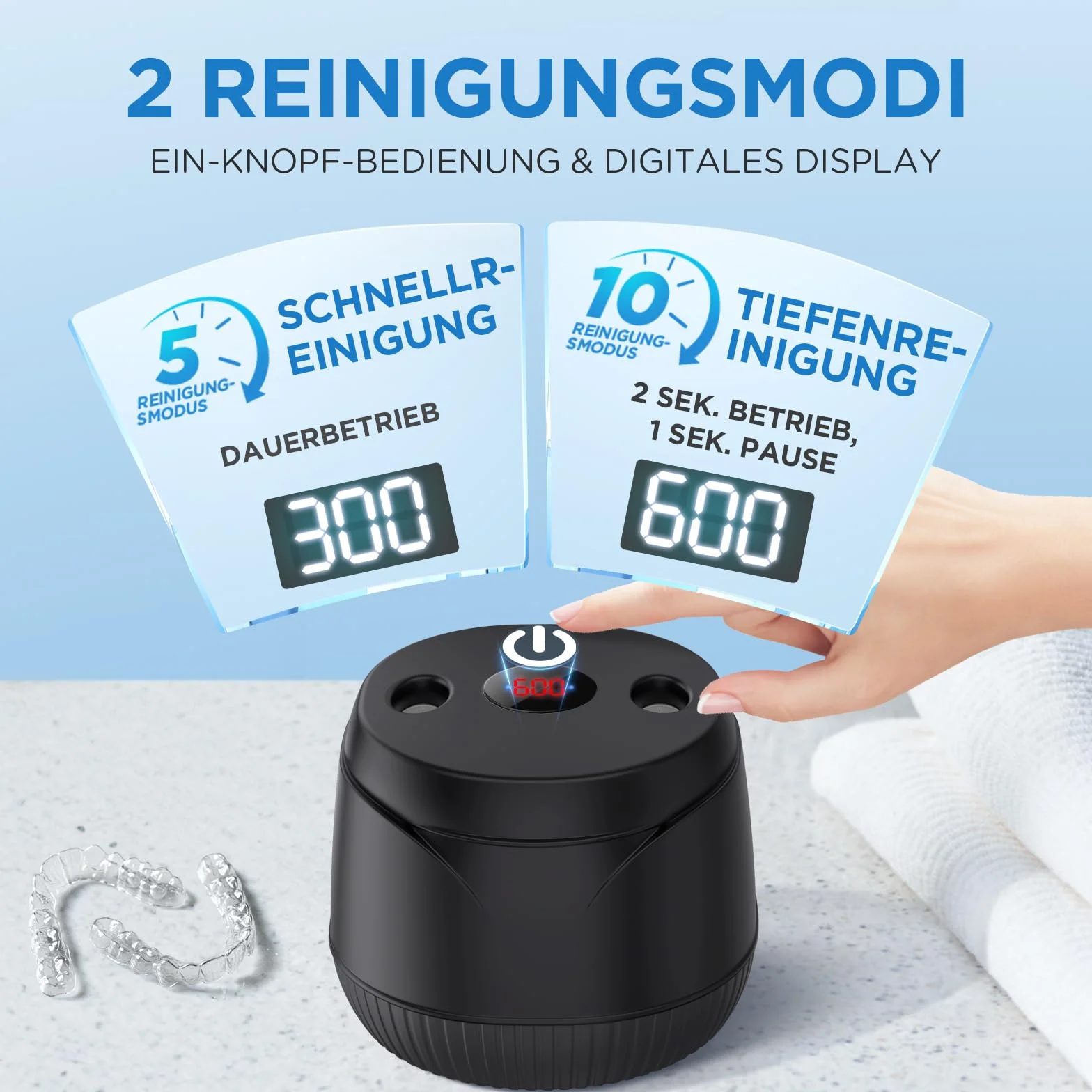 Ultrasoniczne urządzenie do czyszczenia protez, 45000 Hz, 200 ml, ultradźwiękowe urządzenie do czyszczenia protez, protez, protez, biżuterii z cyfrowym timerem (czarne)