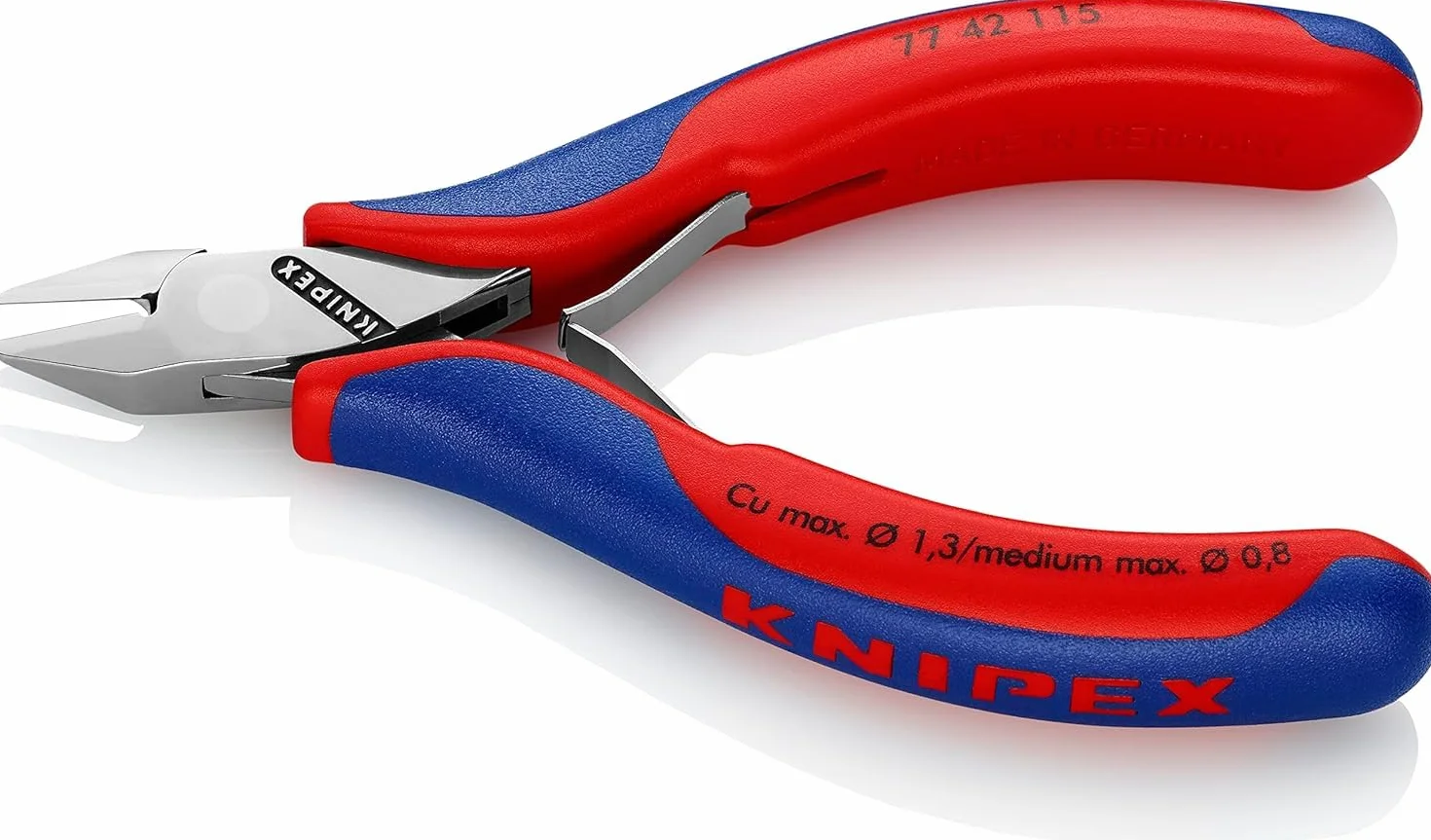 KNIPEX Szczypce tnące boczne dla elektroników ze złączem wsuwkowym z osłonkami wielokomponentowymi 115 mm, 77 42 115