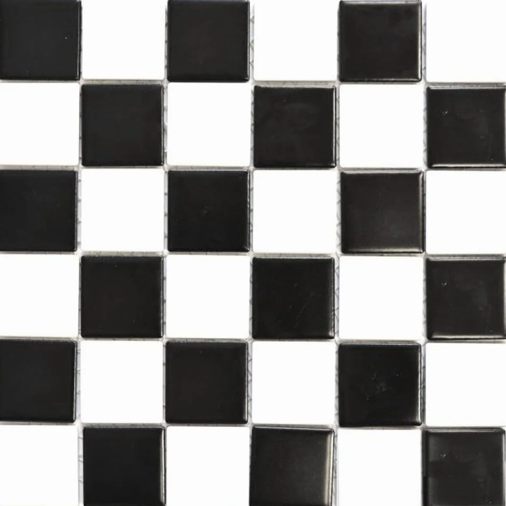 Mosaik-Netzwerk płytki ceramiczne biała szachownica czarna biała matowa do podłogi ściany łazienka WC prysznic kuchnia lustro kafelki Okładziny wanna Płyta mozaikowa Płyta mozaikowa