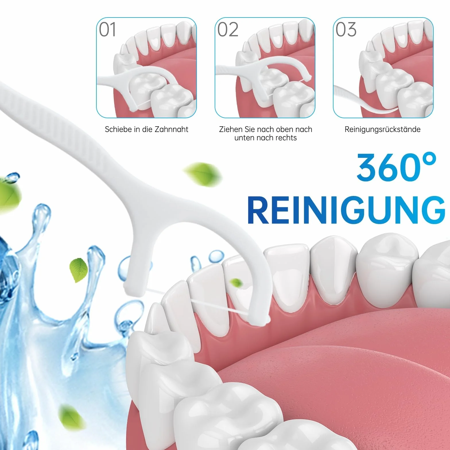 Nici dentystyczne z uchwytem – 400 szt patyczków dentystycznych wykałaczki do czyszczenia przestrzeni międzyzębowych | mocna nić dentystyczna na co dzień i w podróży