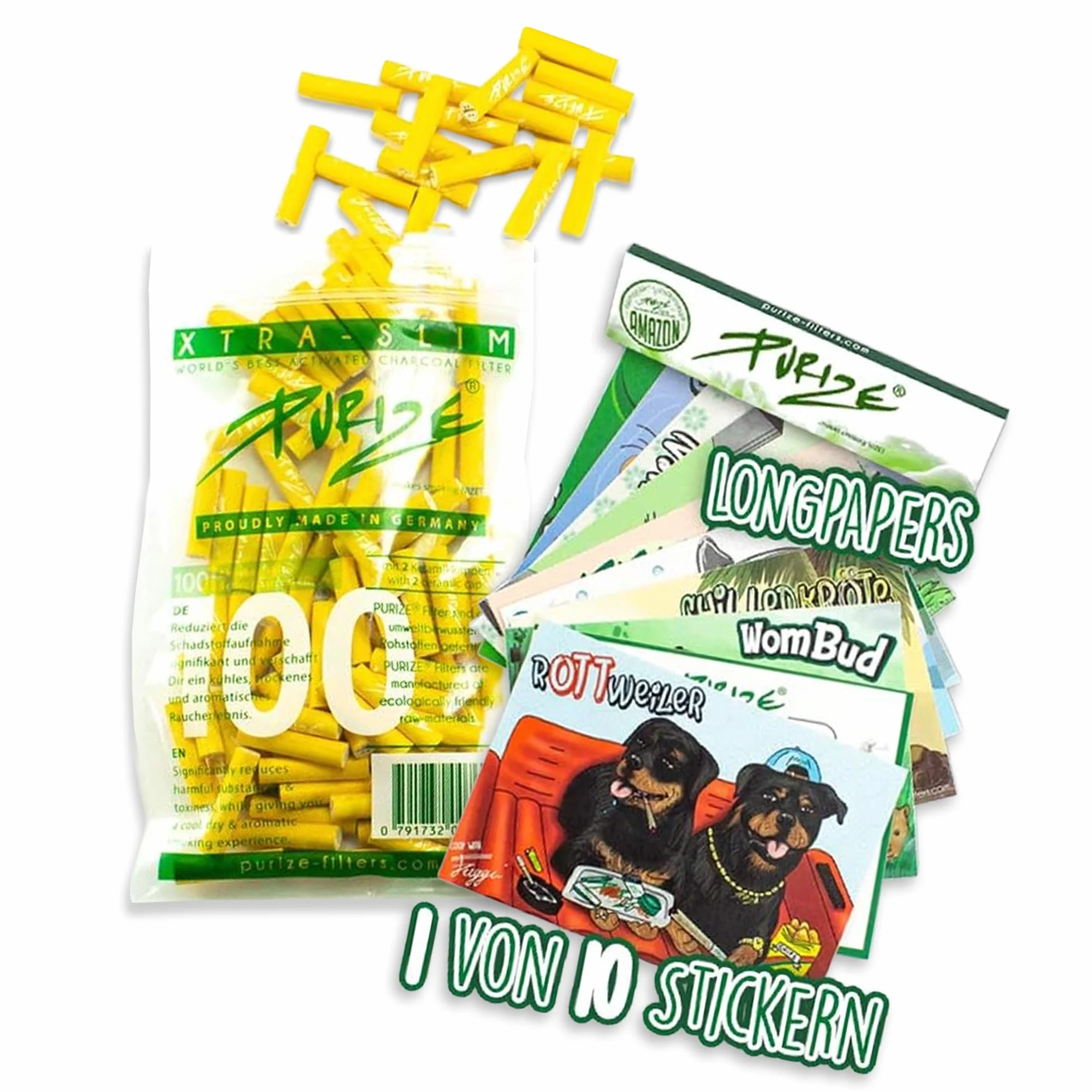 100 szt. PURIZE® Xtra Slim Size filtr z węglem aktywnym, żółty